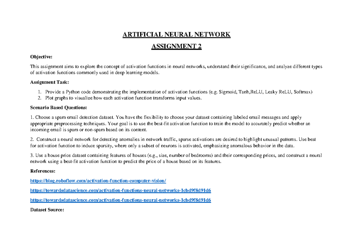 ANN Assignment 2 - THIS IS PYTHON PRACTICAL WORK - ARTIFICIAL NEURAL ...