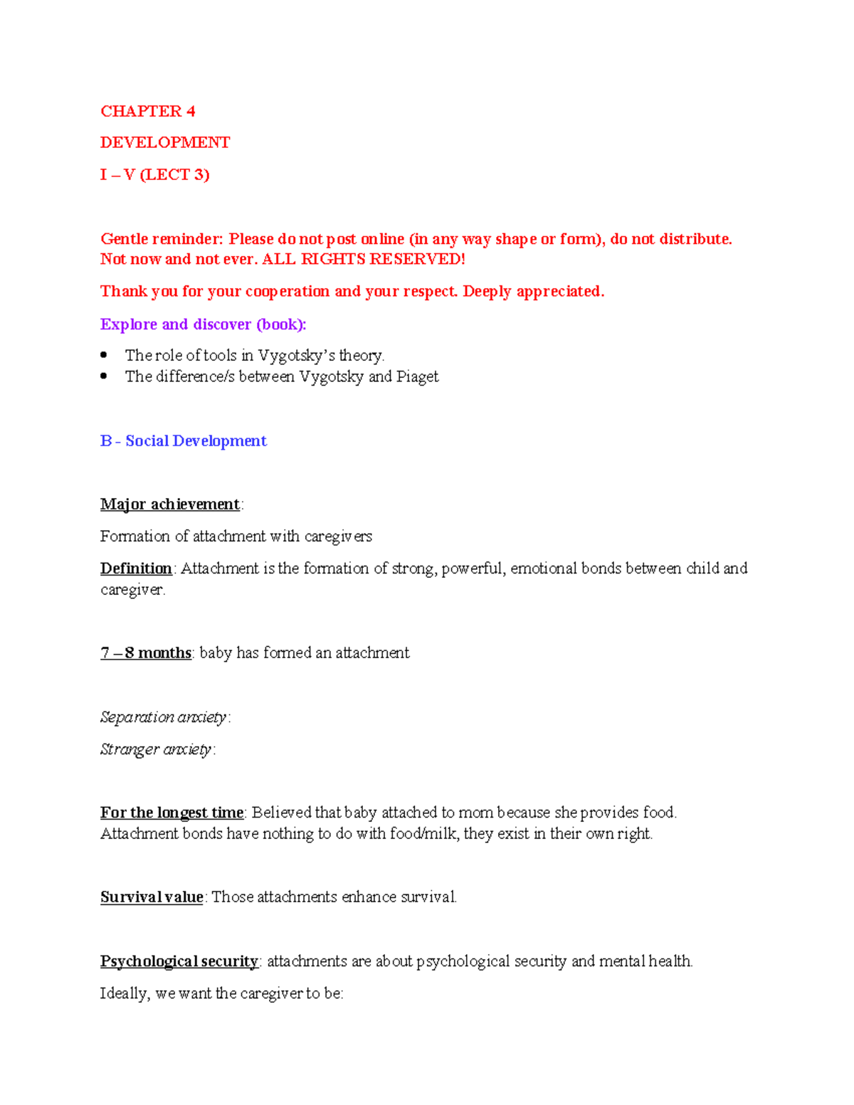 CH 4, Class 3 - CHAPTER 4 DEVELOPMENT I – V (LECT 3) Gentle reminder ...