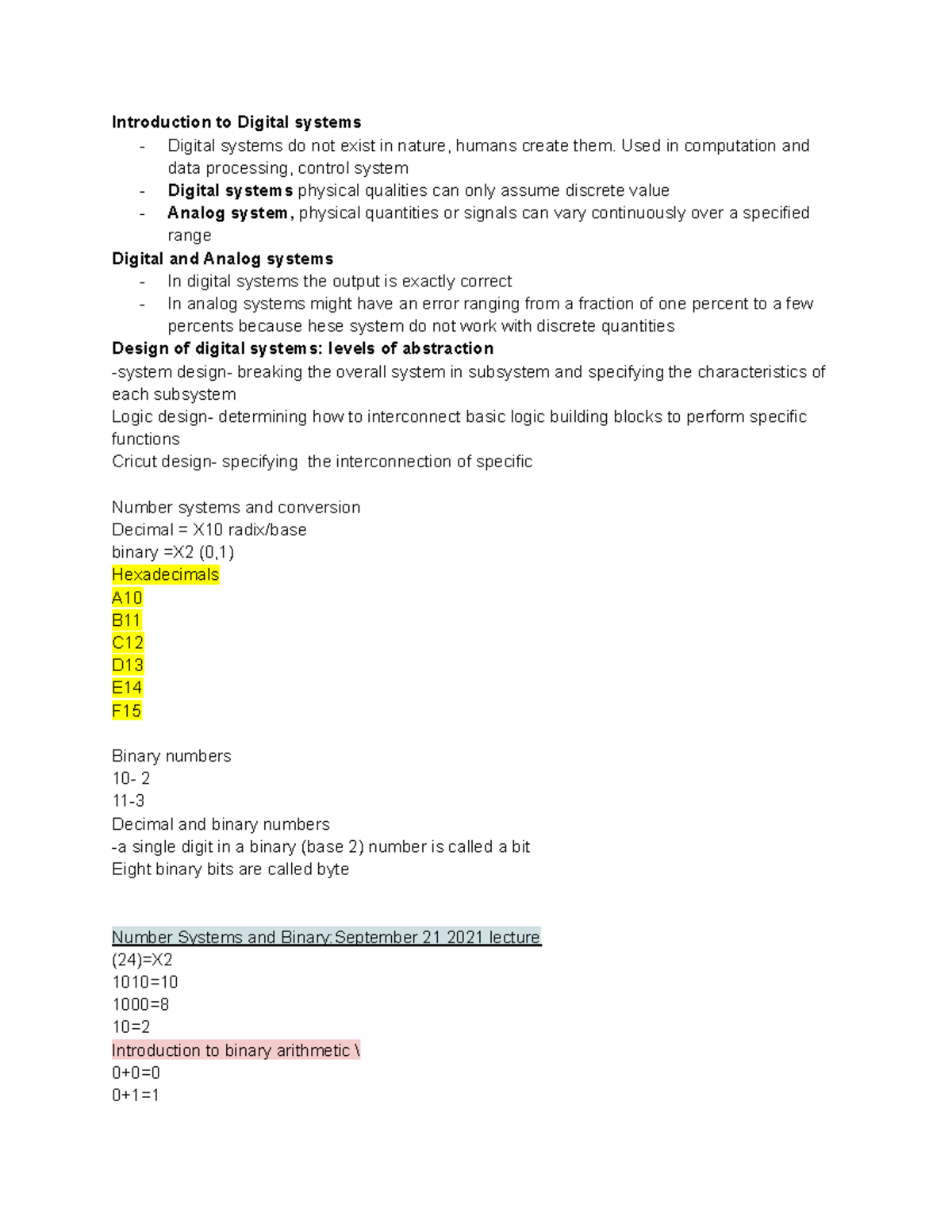 ECE- digital systems notes - Introduction to Digital systems - Digital ...