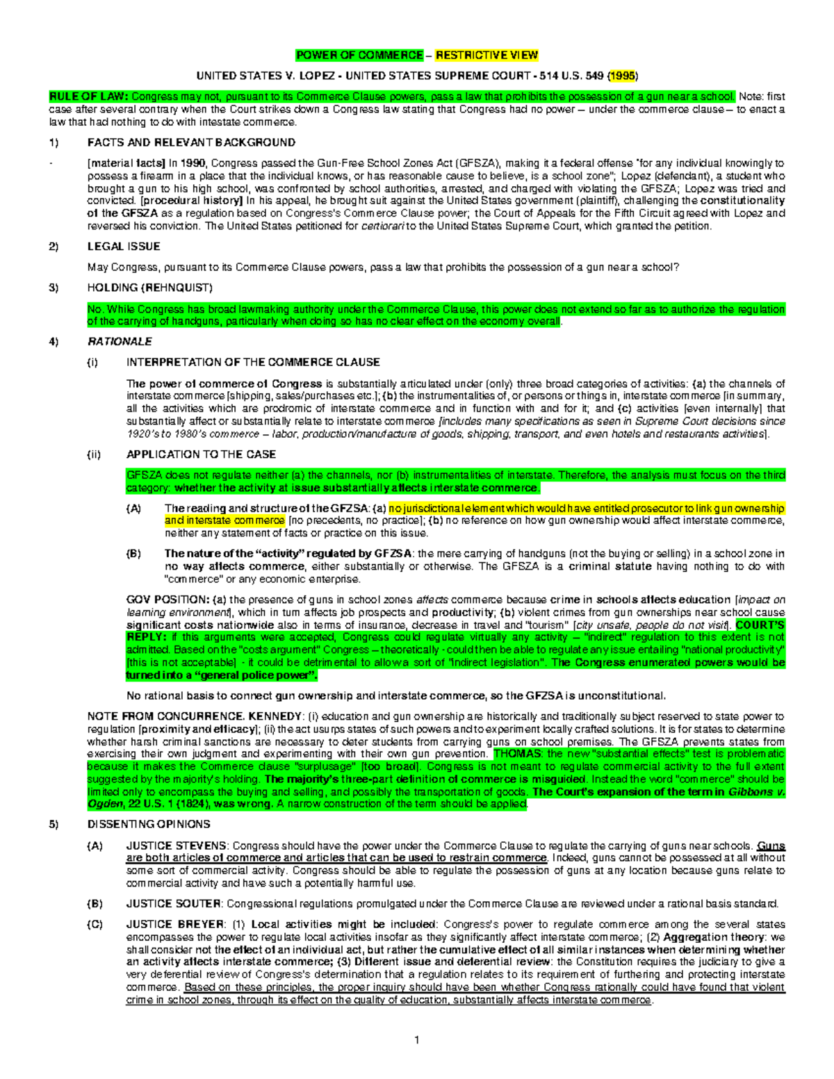 6. (strict - 1995) Lopez US - 1 POWER OF COMMERCE – RESTRICTIVE VIEW ...