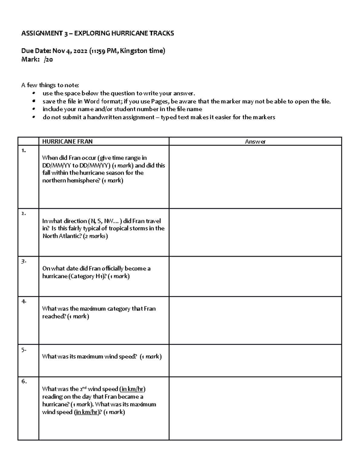 GEOL 106 - Assignment 3 - F22 Answer Sheet - ASSIGNMENT 3 – EXPLORING ...