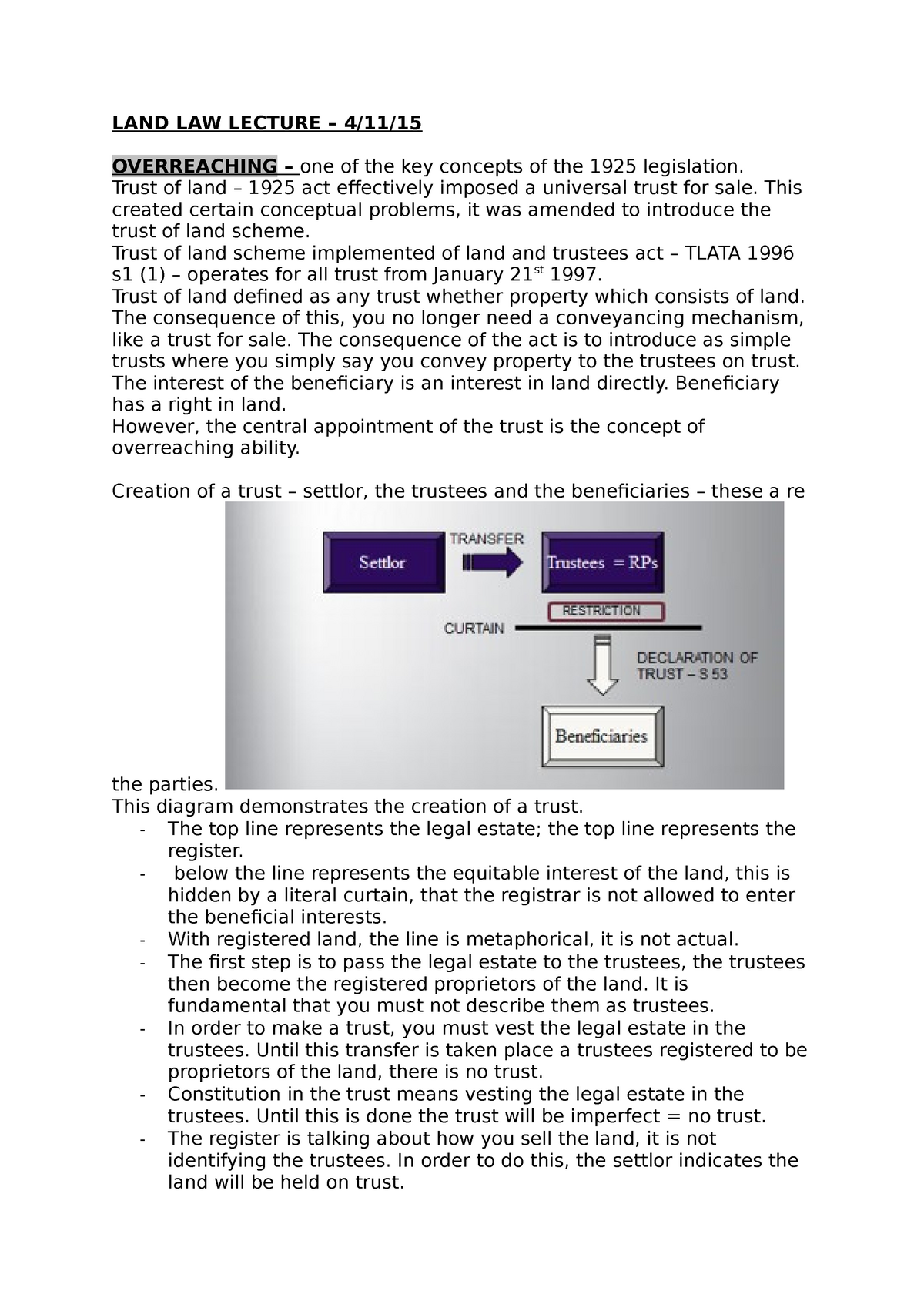 overreaching land law essay