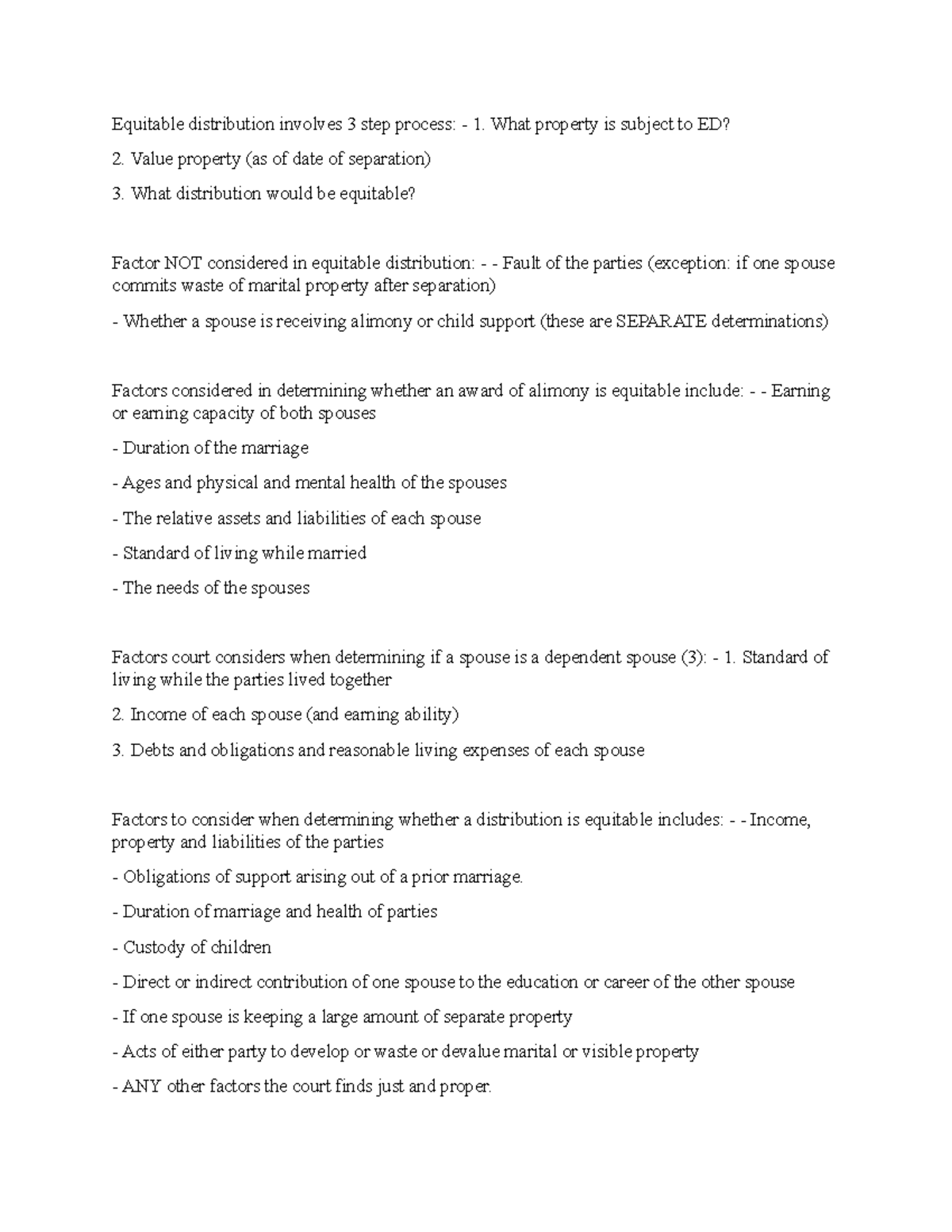 Note 24 - marriage law - Equitable distribution involves 3 step process ...