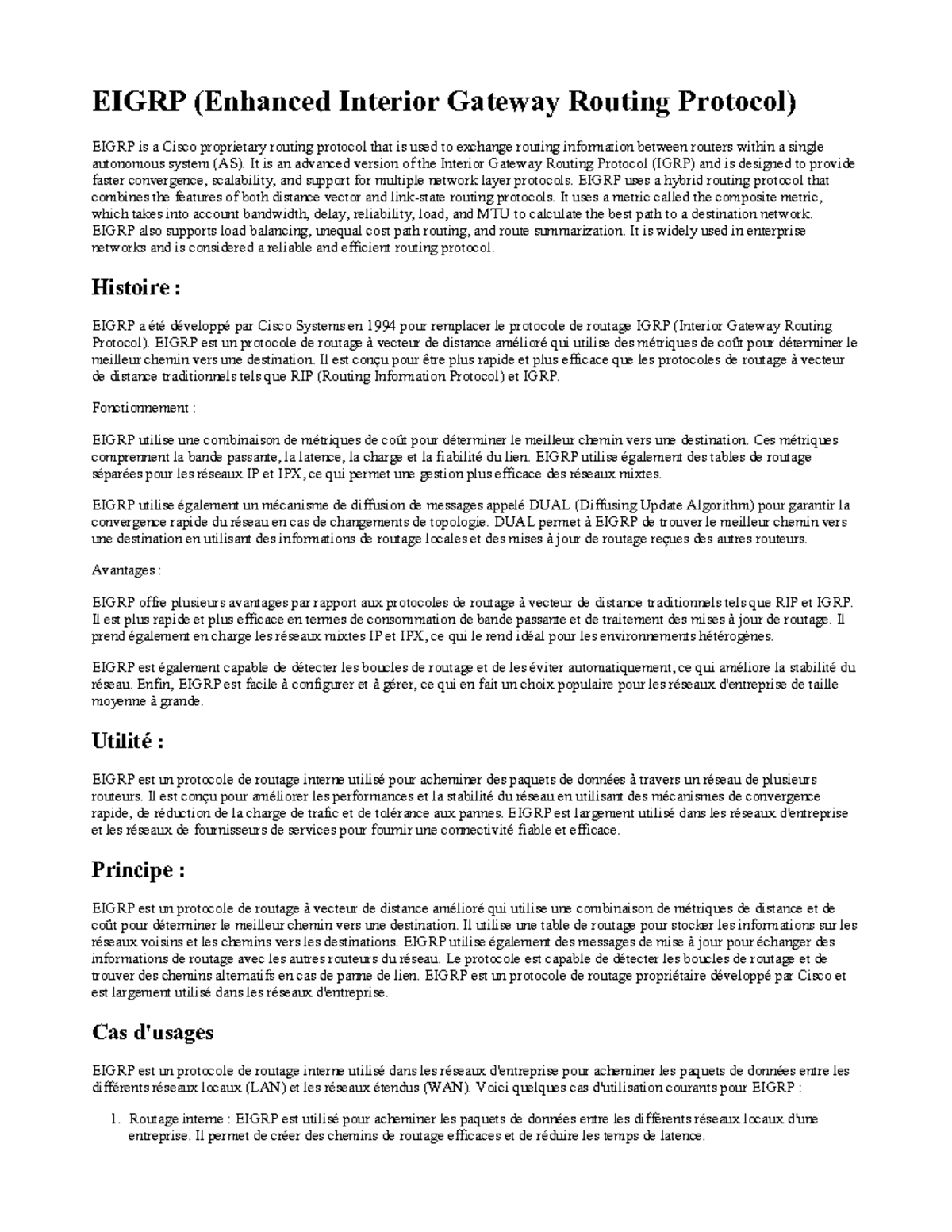 Eigrp (Enhanced Interior Gateway Routing Protocol) - EIGRP (Enhanced ...