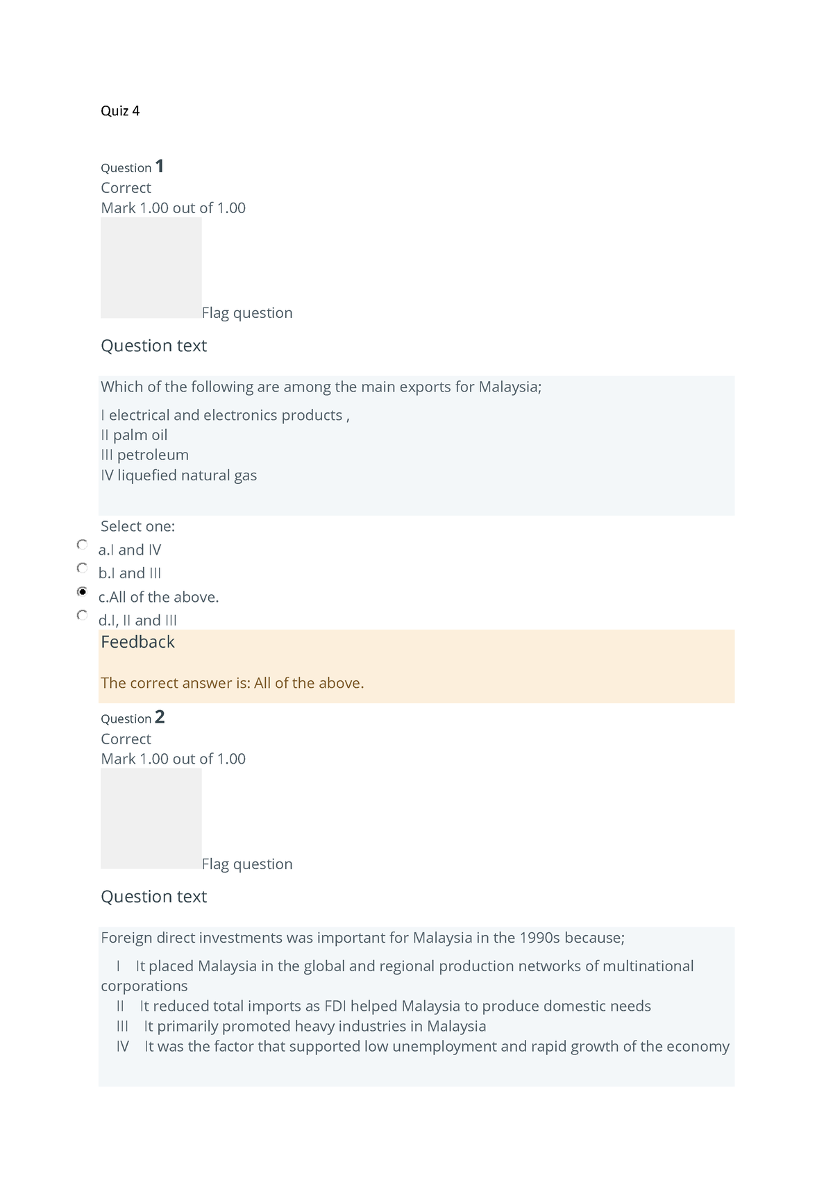 Quiz 4 - vwew - Quiz 4 Question 1 Correct Mark 1 out of 1. Flag ...