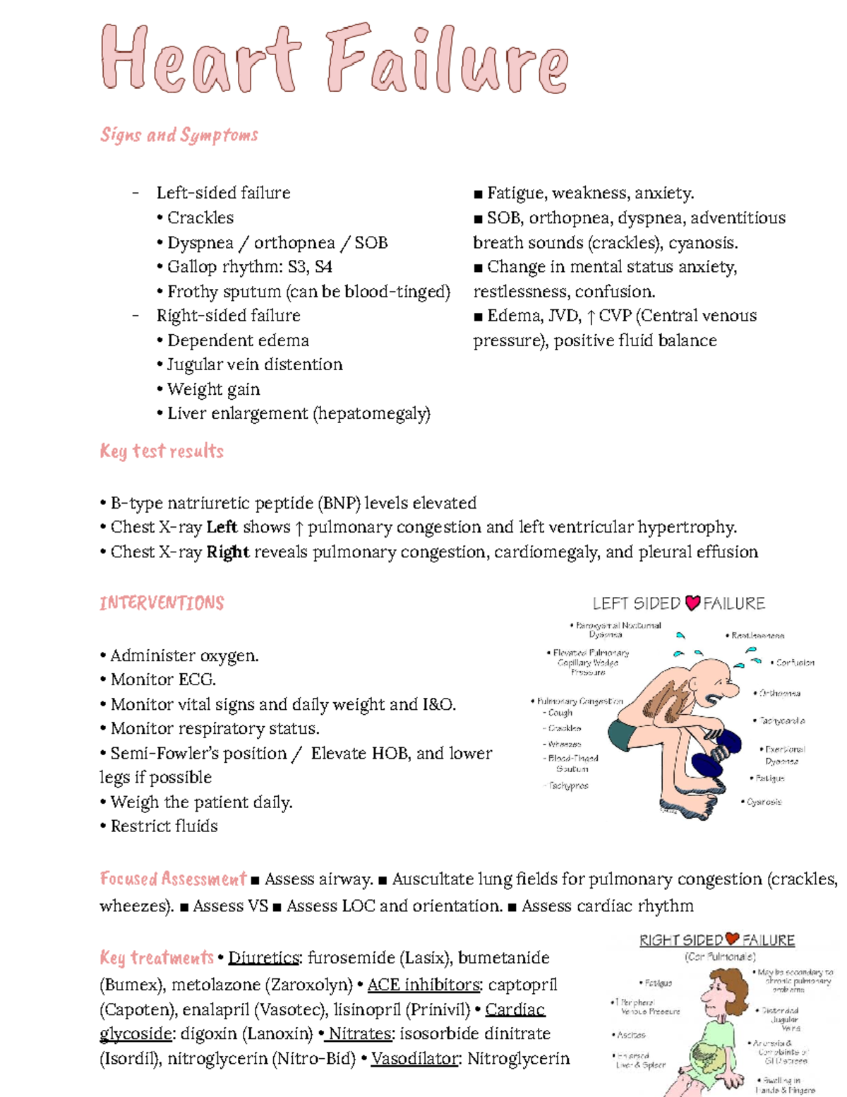 HF, Angina, DVT Nursing Notes - SigàĀ 󰀀nā S󰁙m󰀥àomÿ Left-sided failure ...