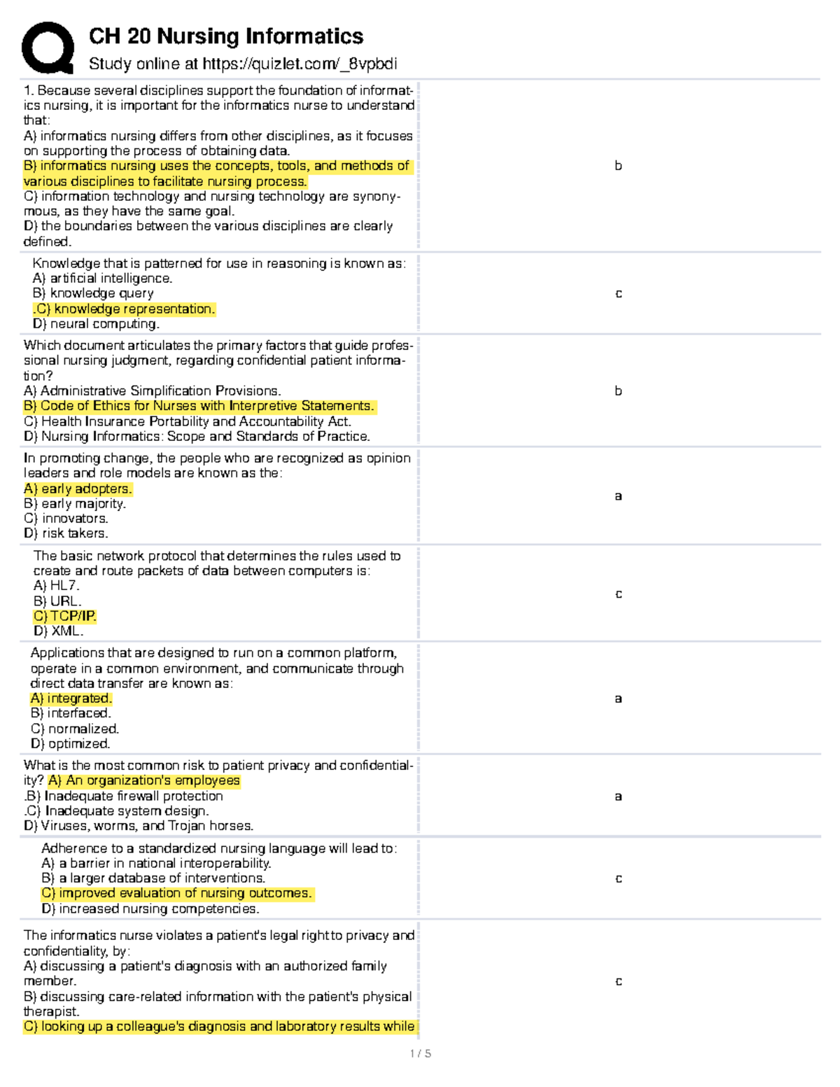 NURSING INFORMATICS - Study Online At Quizlet/_8vpbdi 1. Because ...