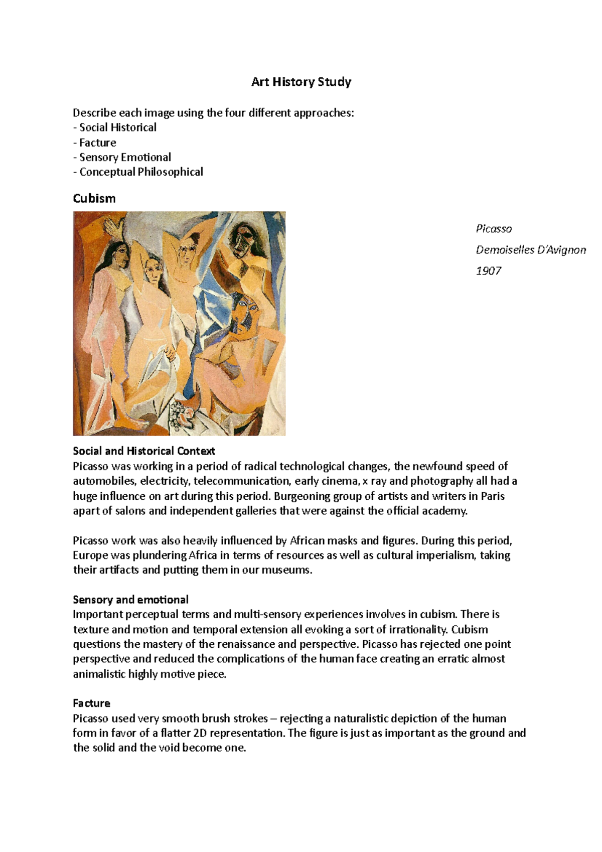 Art History Study notes for art hist204 Art History Study Describe