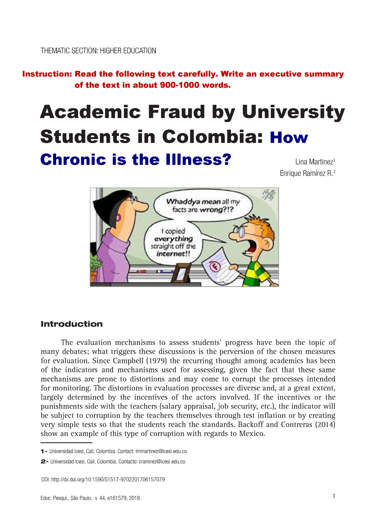 Academic Fraud - Aaaaaa - Educ. Pesqui., São Paulo, V. 44, E161579 ...