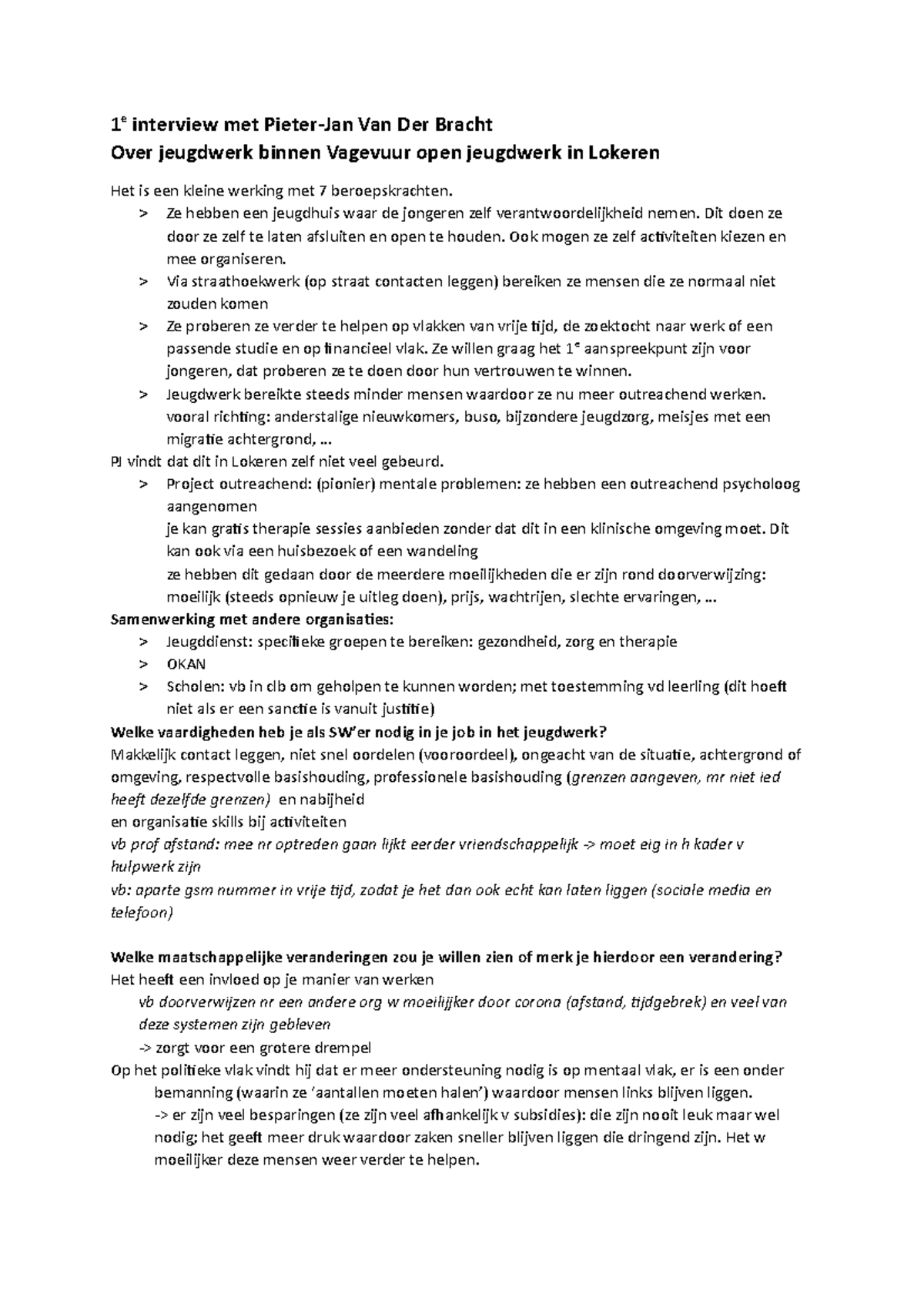 Verslag interviews beroepsrollen - HoGent - Studocu