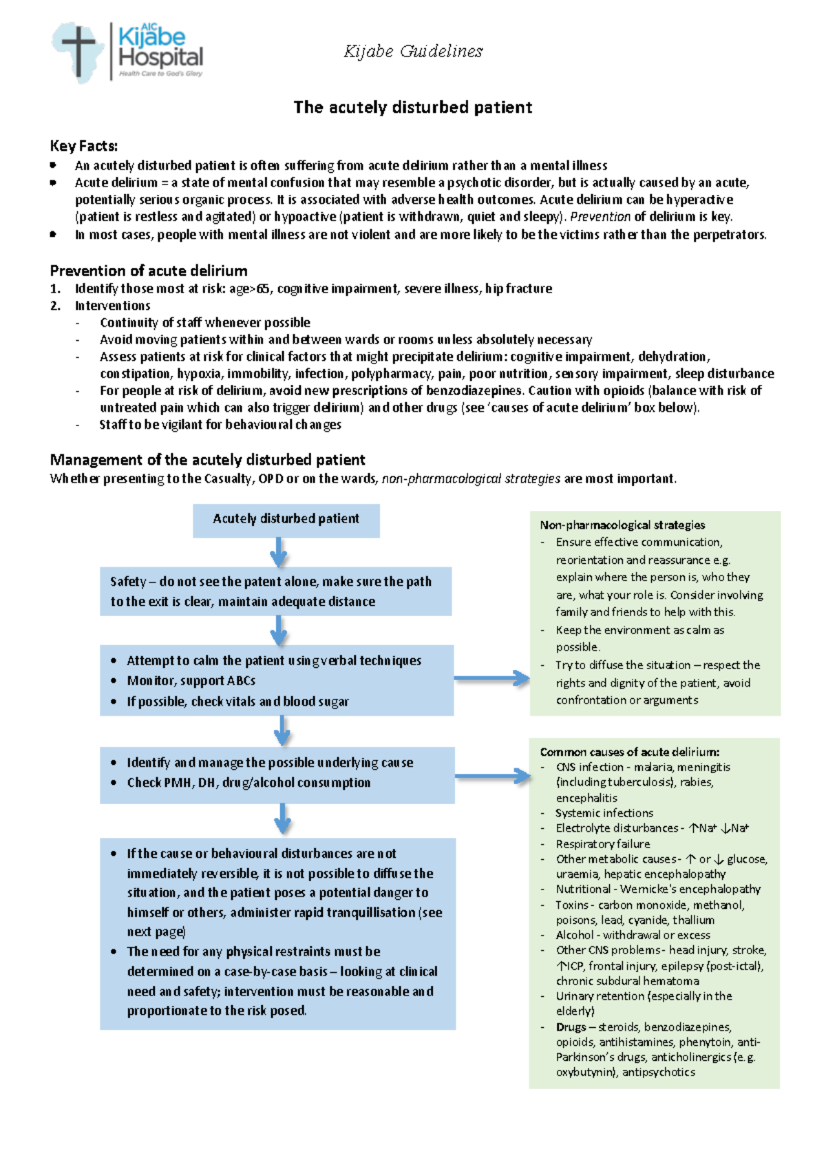 Acutely-disturbed-patient - Kijabe Guidelines The acutely disturbed ...