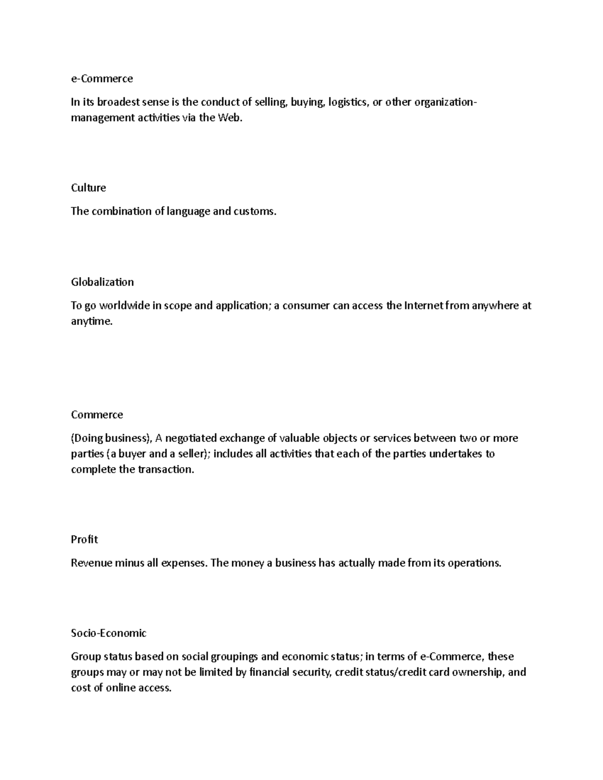 Module 1 E-commerce - GSU - e-Commerce In its broadest sense is the ...