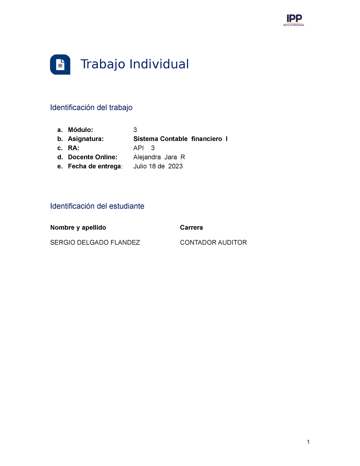 Trabajo Modulo 3 Sistema Contable Financero 1 API 3 - Trabajo ...