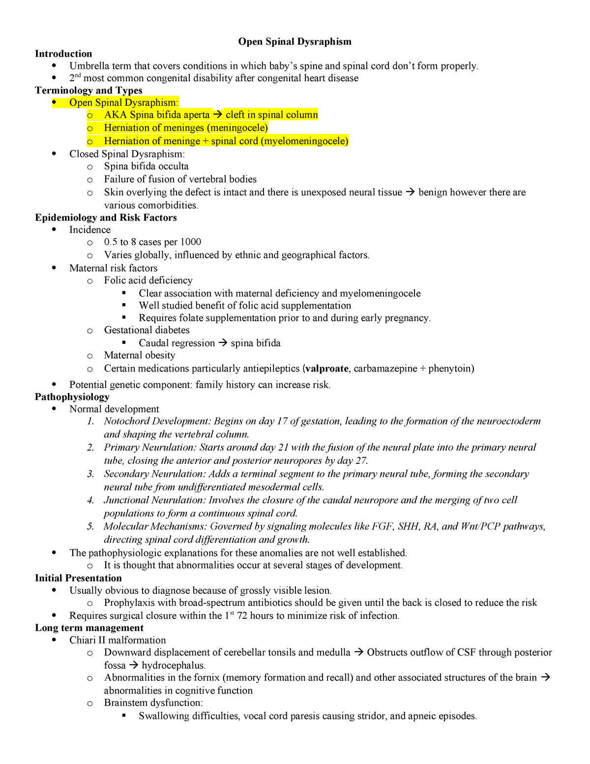 Open Spinal Dysraphism - Open Spinal Dysraphism Introduction Umbrella ...