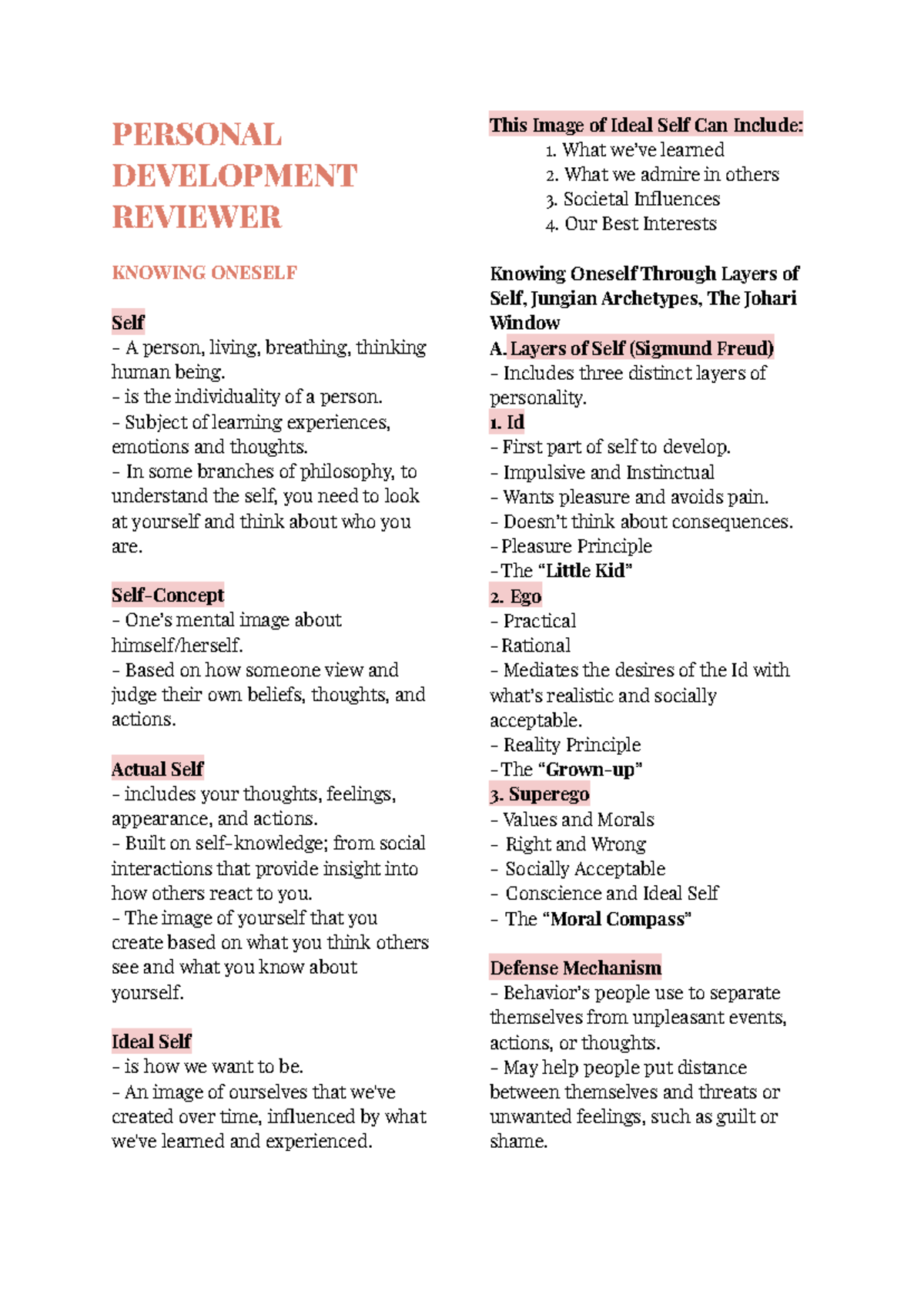 Personal Development Reviewer - PERSONAL DEVELOPMENT REVIEWER KNOWING ...