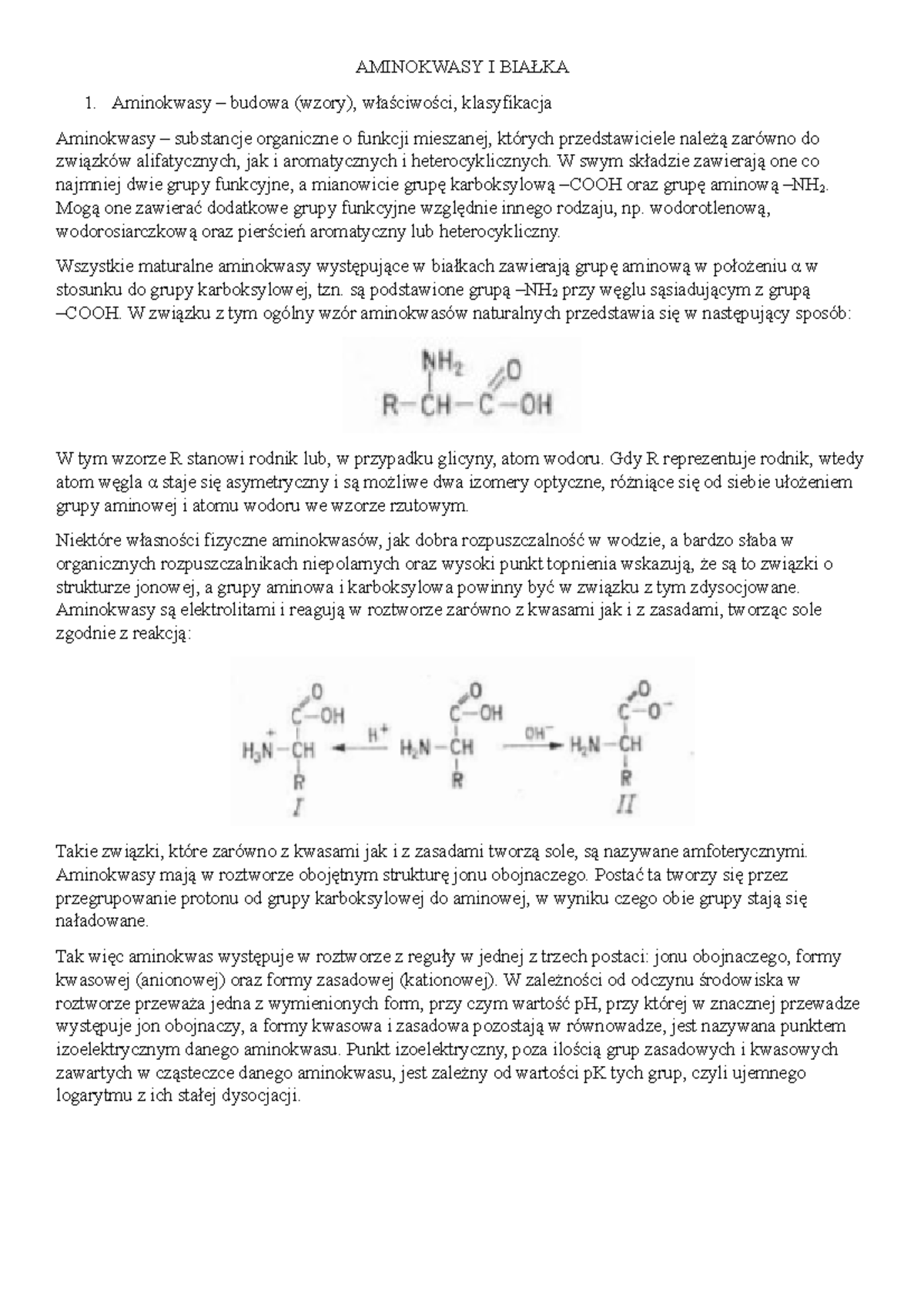Aminokwasy Białka Cukry Sprawdzian Nowa Era Liceum www.studocu.com