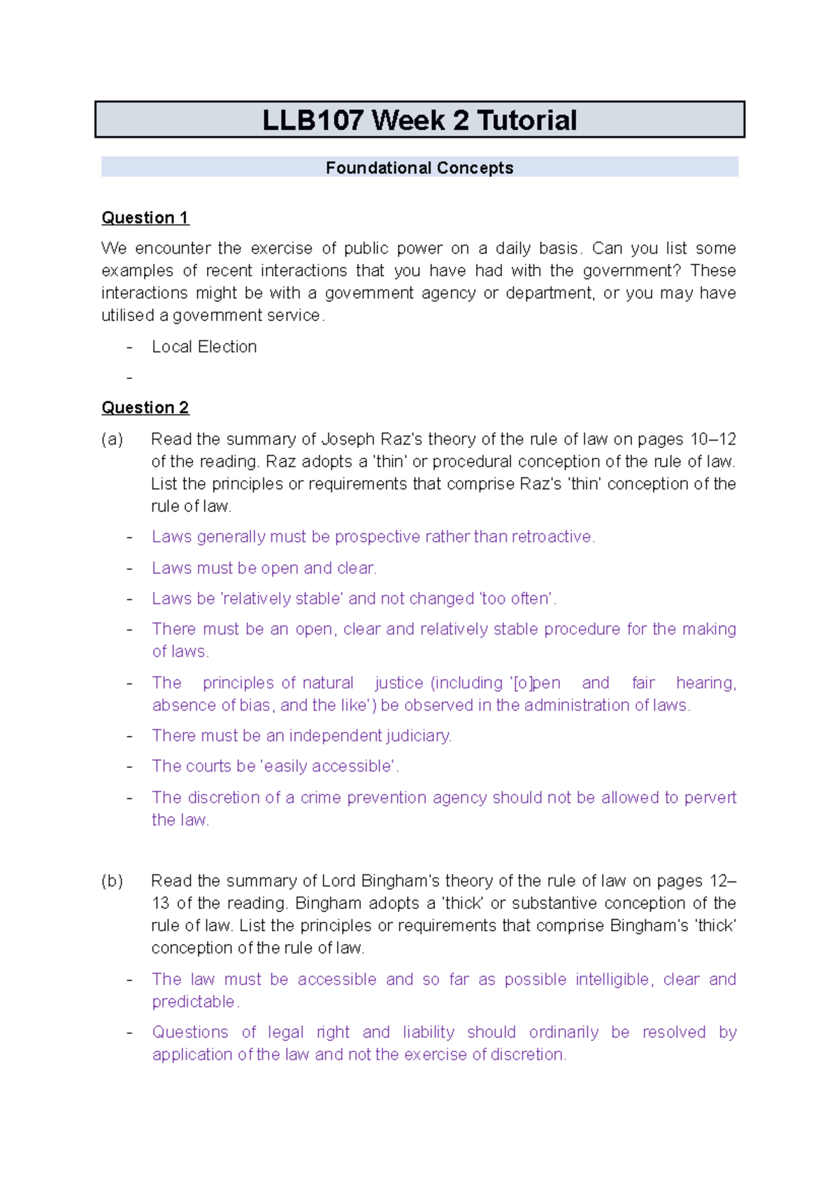 LLB107 Week 2 Tutorial 1 Foundational Concepts - LLB107 Week 2 Tutorial ...