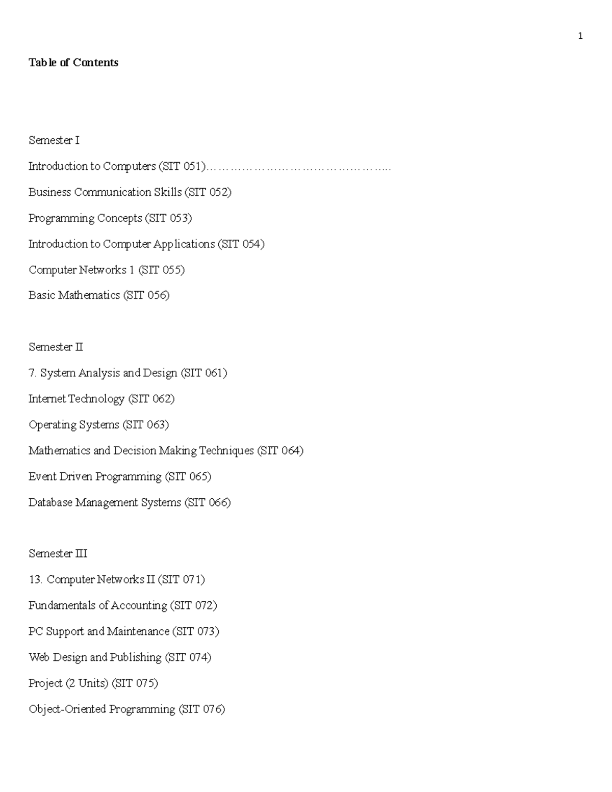 diploma-in-information-technology-overview-table-of-contents-semester