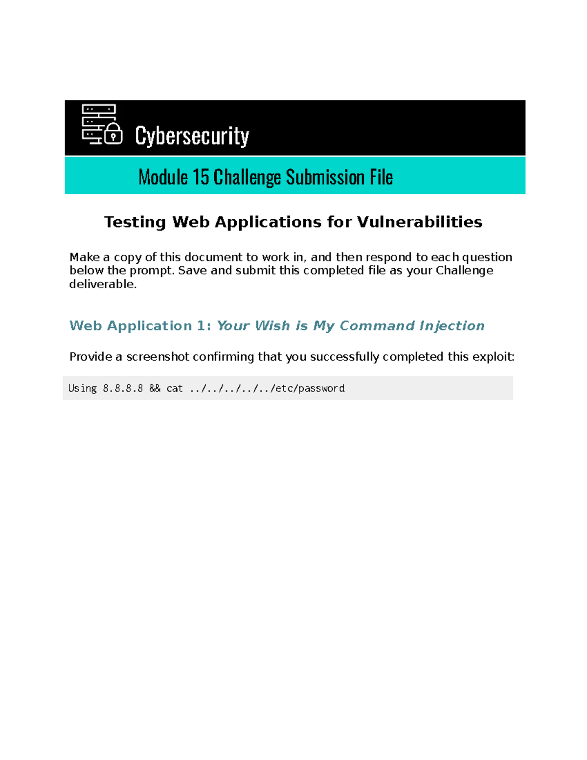 M15 Testing web App Vulnerabilities - Cybersecurity Module 15 Challenge ...