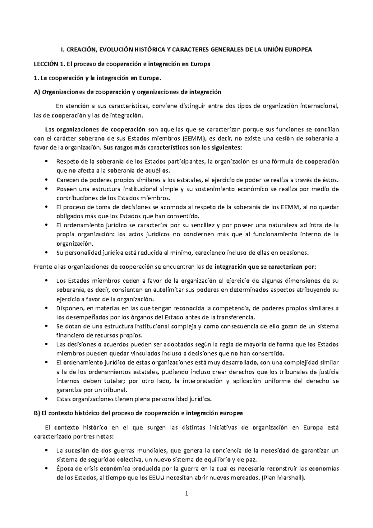 TEMA 1 - I. CREACIÓN, EVOLUCIÓN HISTÓRICA Y CARACTERES GENERALES DE LA ...