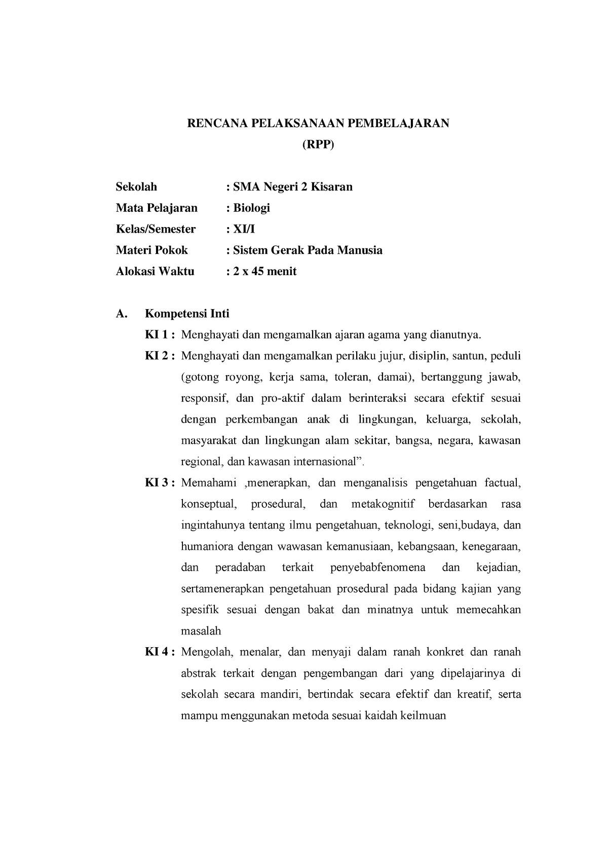 Contoh RPP PBL - RPP - RENCANA PELAKSANAAN PEMBELAJARAN (RPP) Sekolah ...