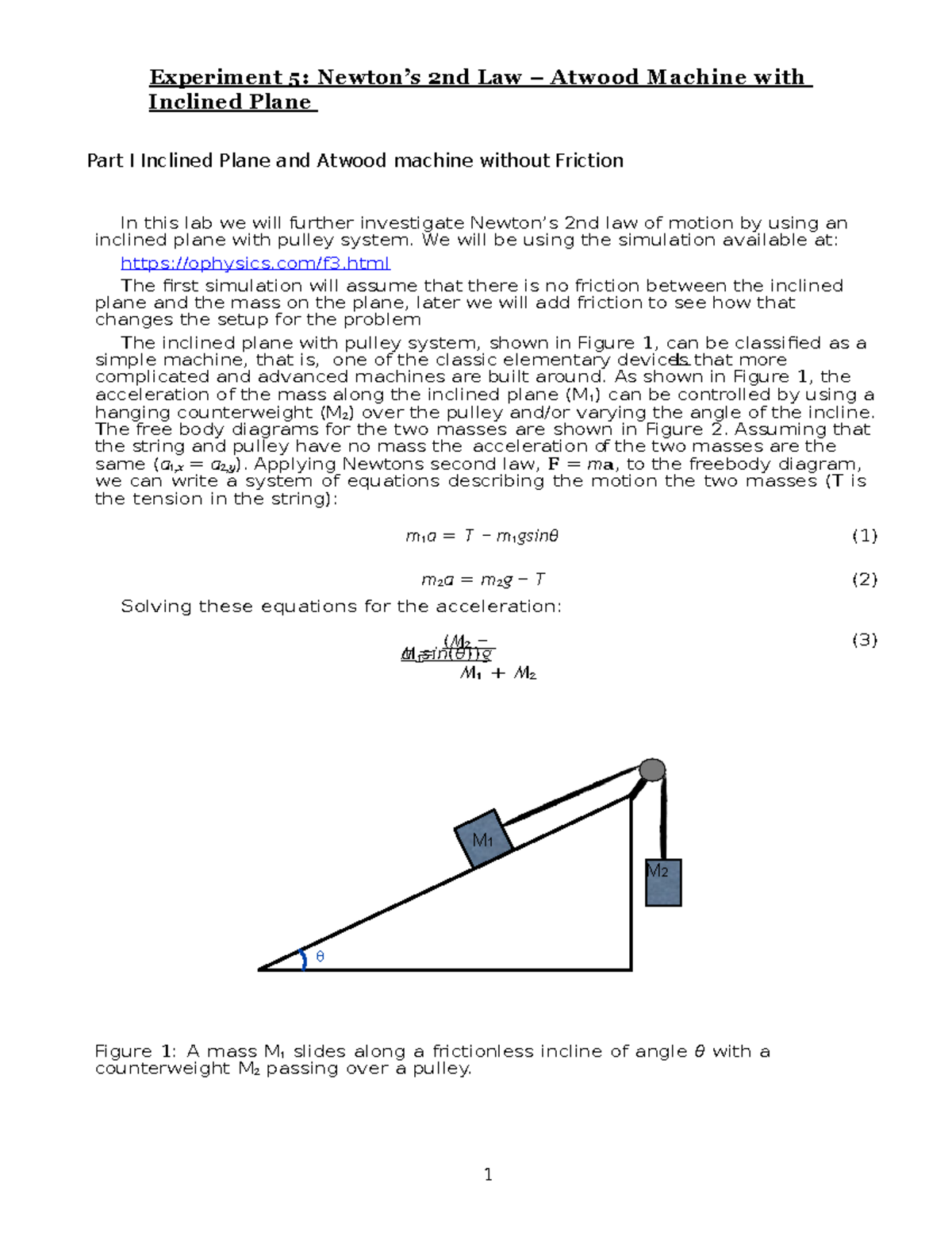 Inclined plane and pulley system PHY 114 USM Studocu