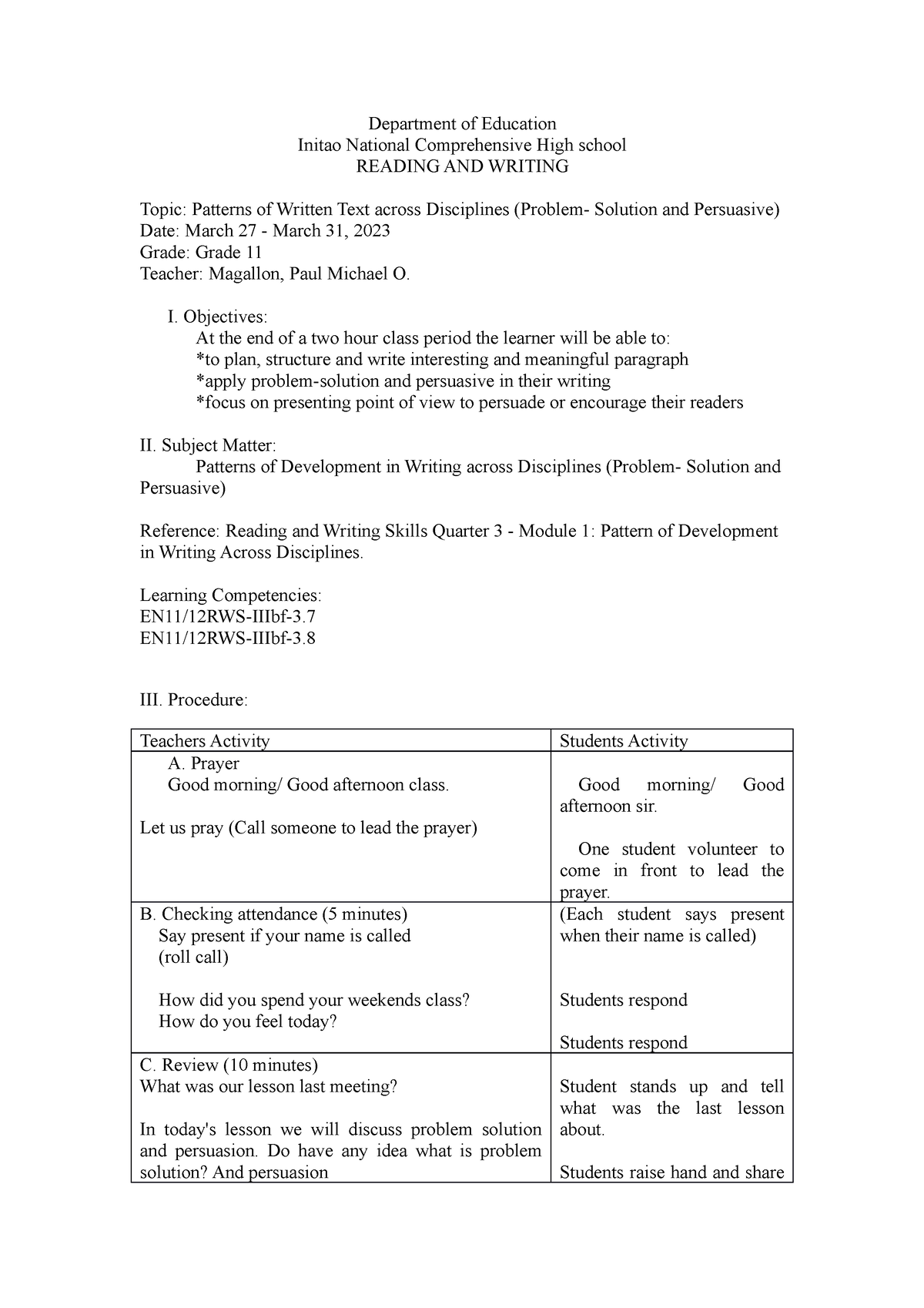 Magallon Problem Solution Persuation - Department of Education Initao ...