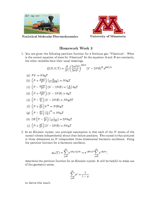 statistical thermodynamics homework