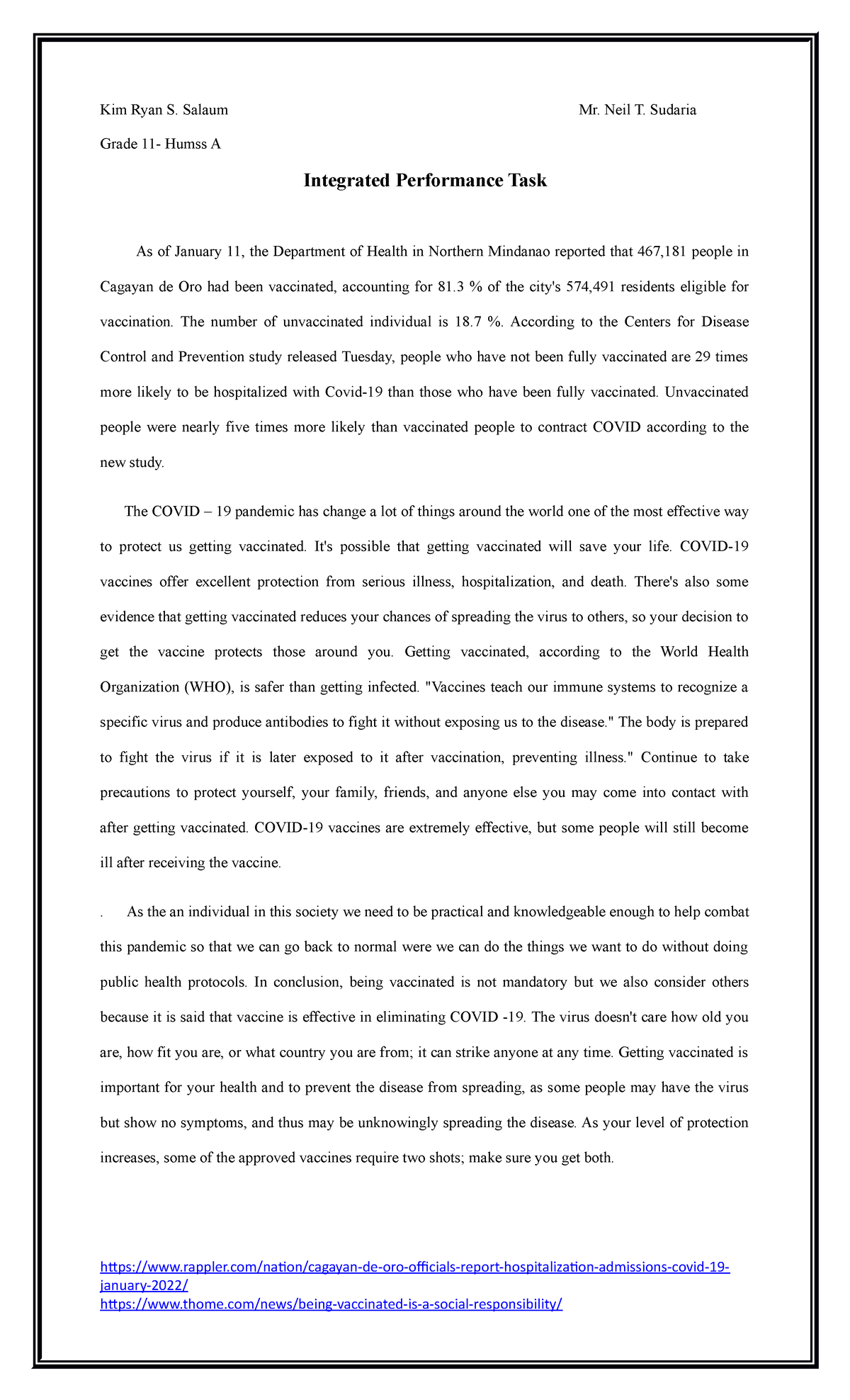 Kim Ryan S - COMMUNITY,ENGAGEMENT,SOLIDARITY, AND CITIZENSHIP - Kim