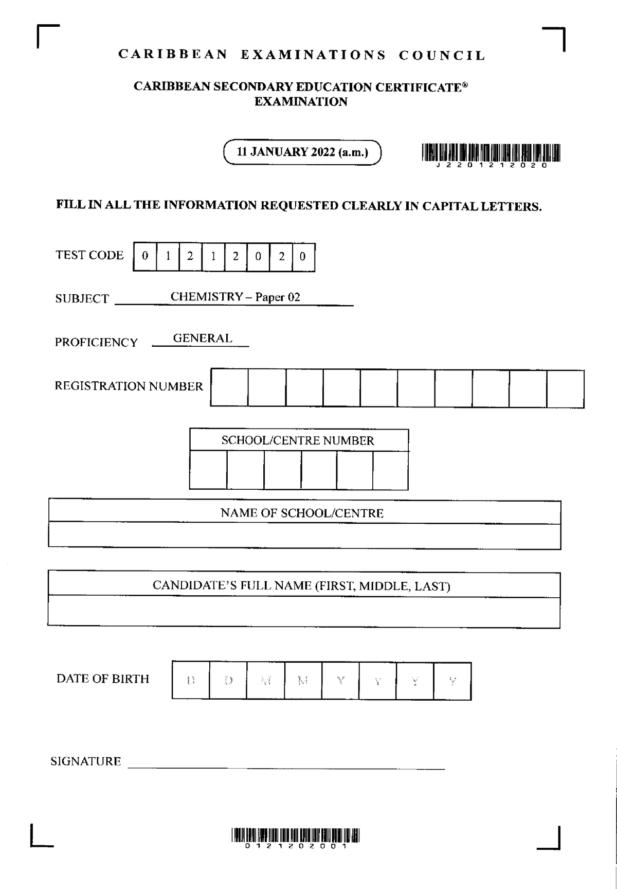 2022 CSEC Chem Jan Paper 2 Chemistry Studocu