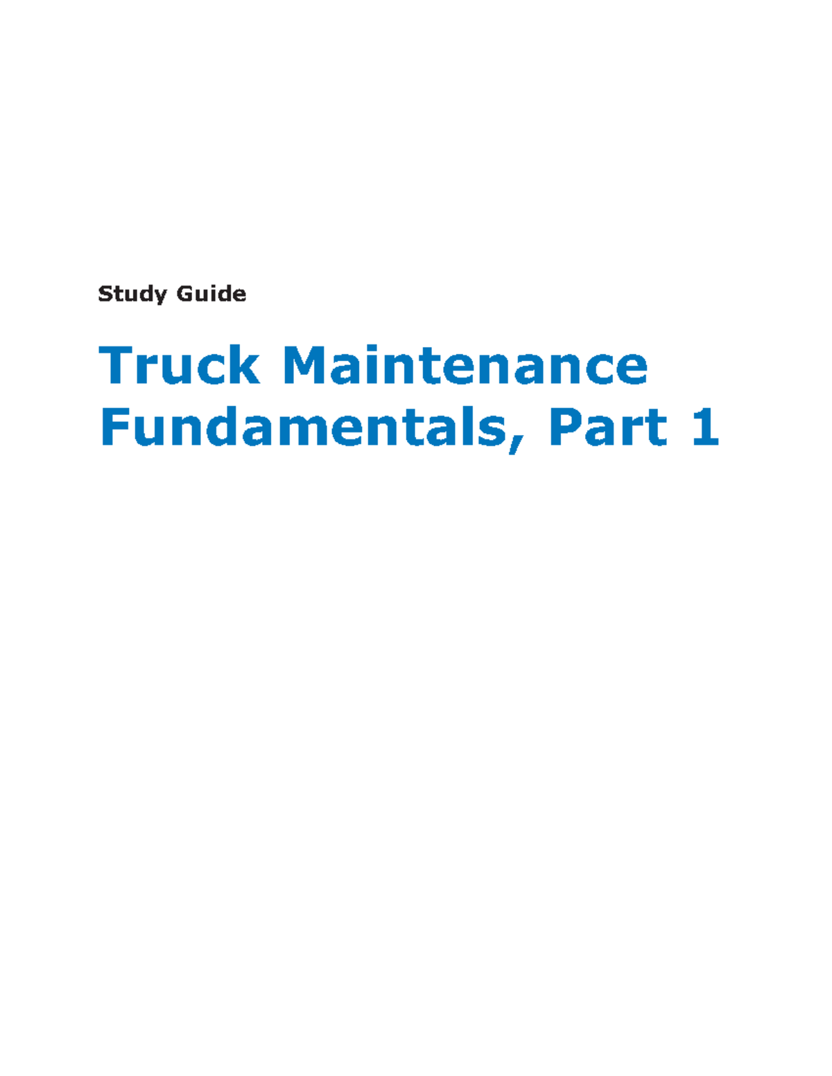 Truck Maintenance F02 Diesel Mechanical Basics Study Guide Truck