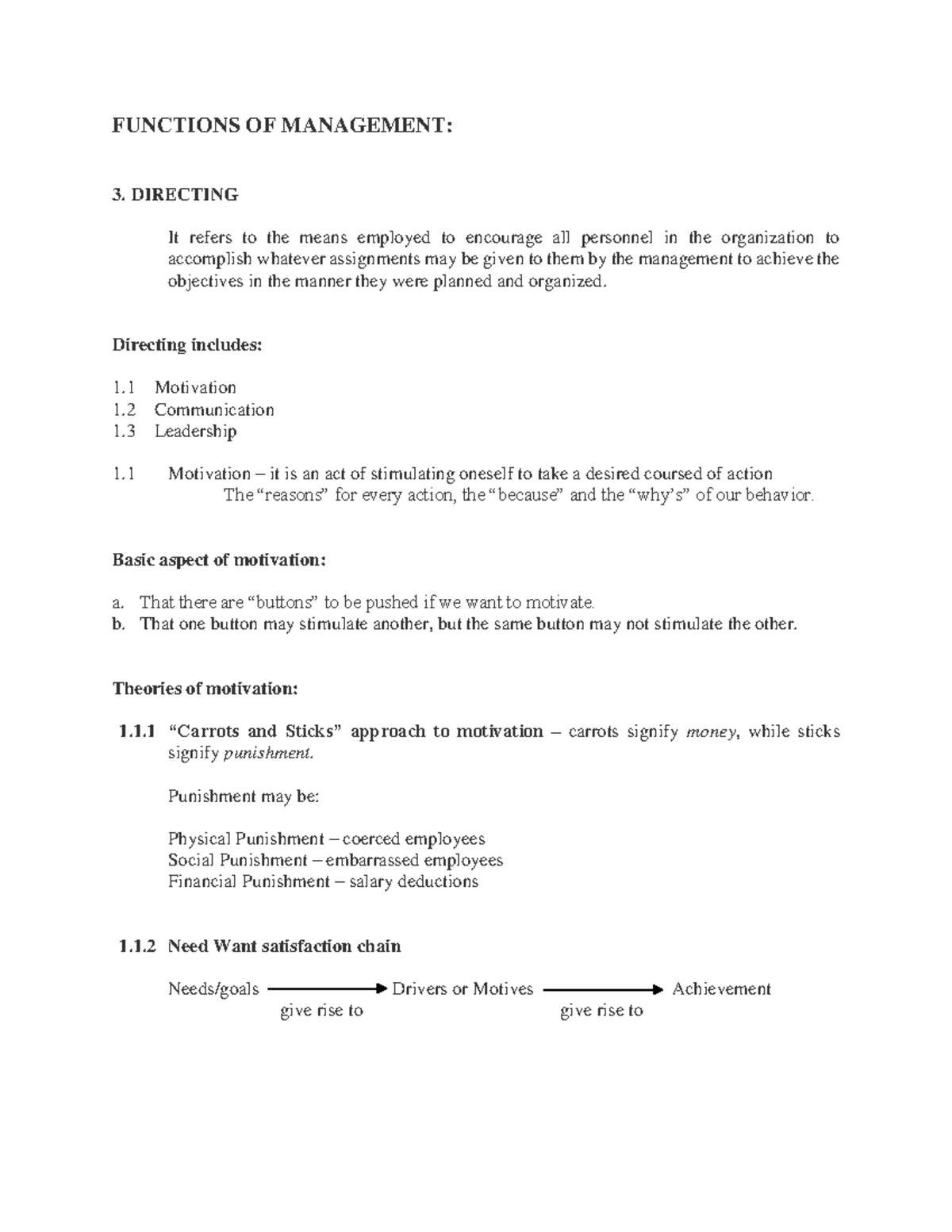 Directing FUNCTIONS OF MANAGEMENT: - FUNCTIONS OF MANAGEMENT: 3 ...