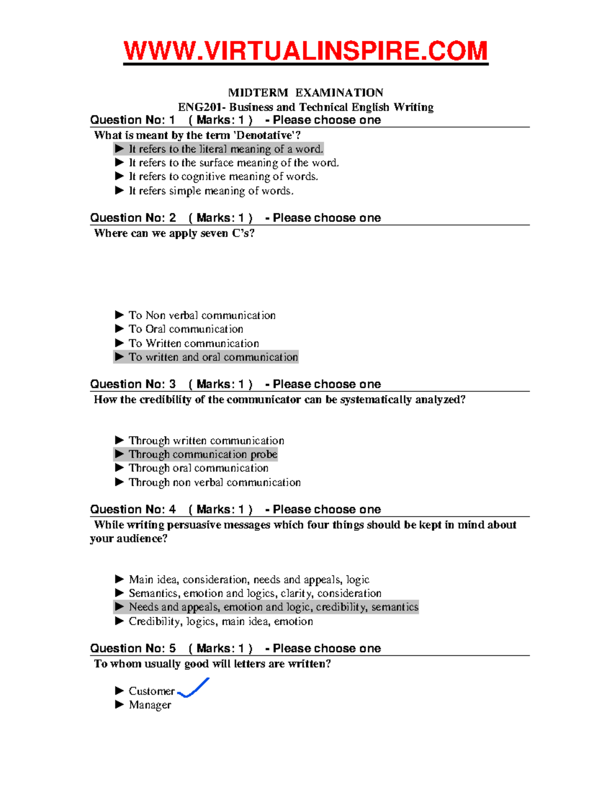 ENG201- Midterm Latest Solved Paper 1 - MIDTERM EXAMINATION ENG201 ...