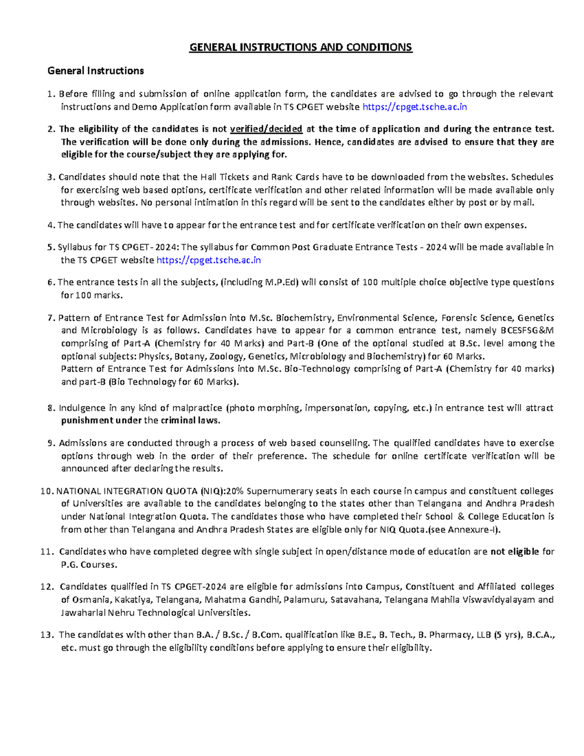 8 General Instructions - GENERAL INSTRUCTIONS AND CONDITIONS General ...