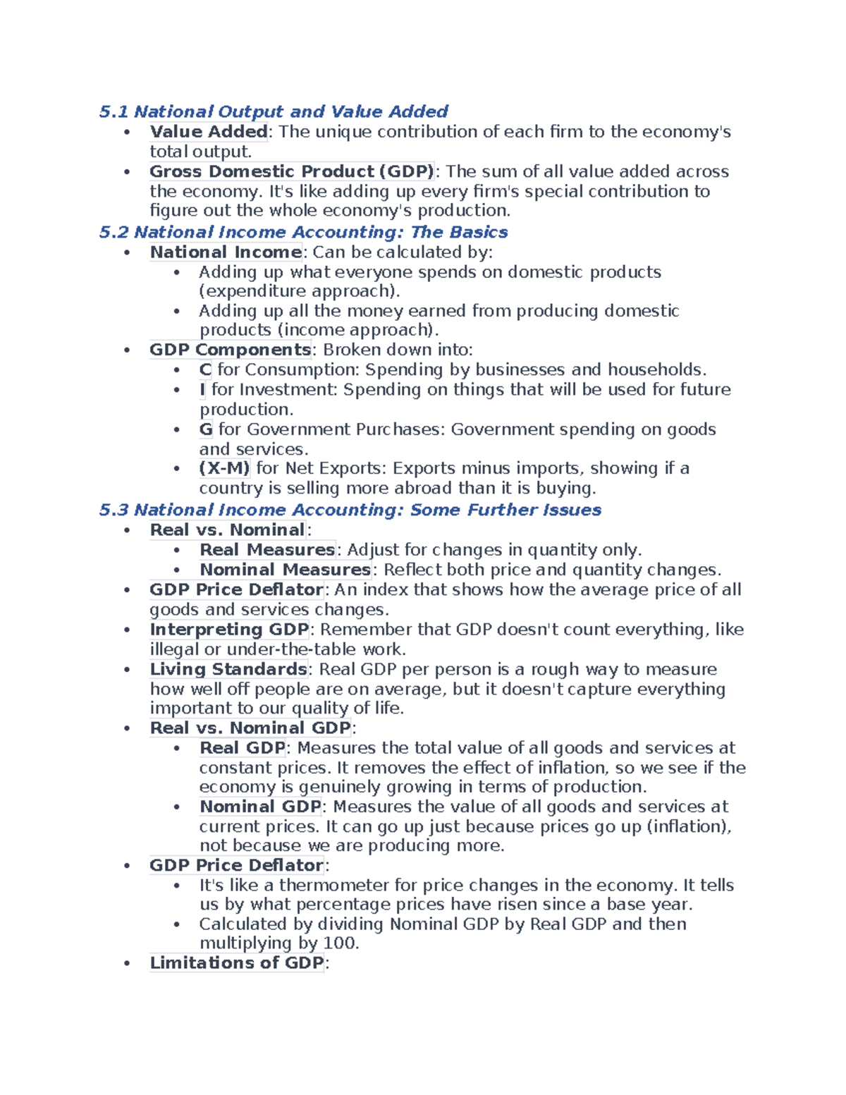 Econ 203 ch 5 - ch 5 econ 203 - 5 National Output and Value Added Value ...