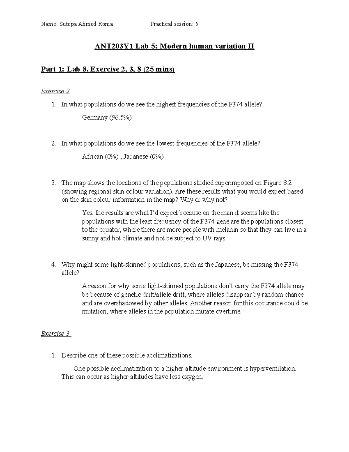 ANT203+Practical+5 - lab exercise - ANT203Y1 Lab 5: Modern human ...