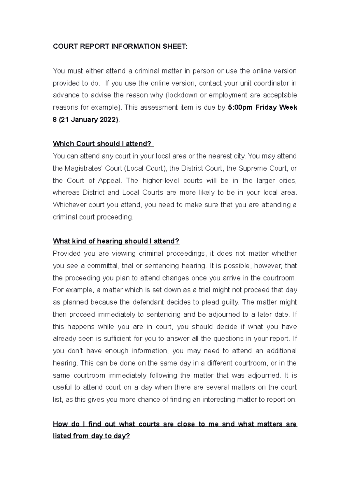 Court Report Information TRI3-2 - COURT REPORT INFORMATION SHEET: You ...