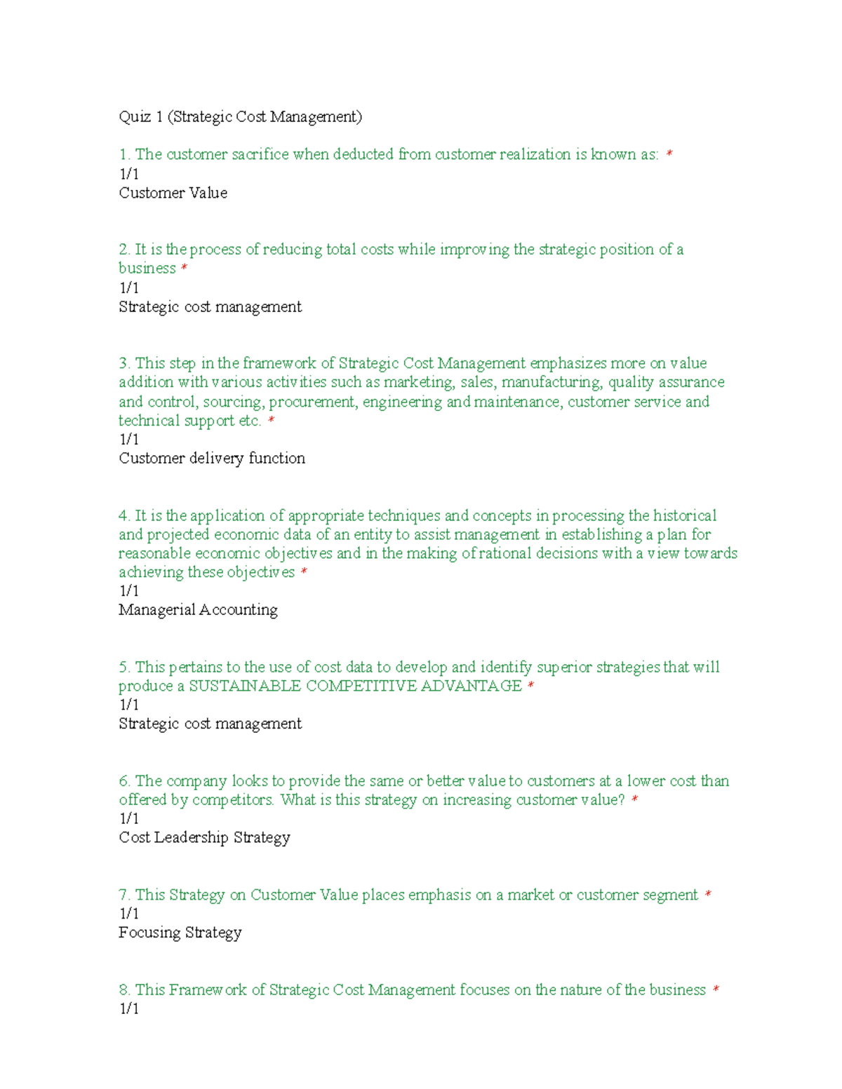 Ch05 Cost Behavior Analysis and Use - Quiz 1 (Strategic Cost Management ...