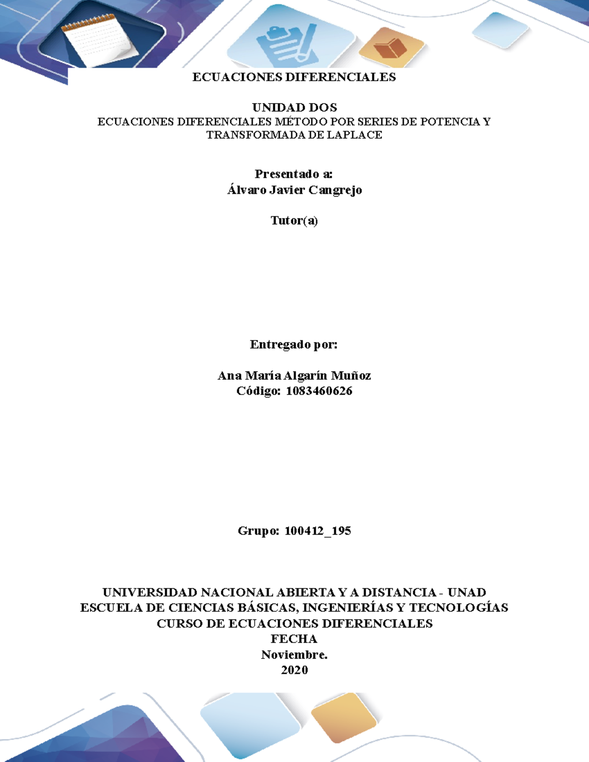 Tarea 4 -Ecuaciones Diferenciales Ana Algarin - ECUACIONES ...