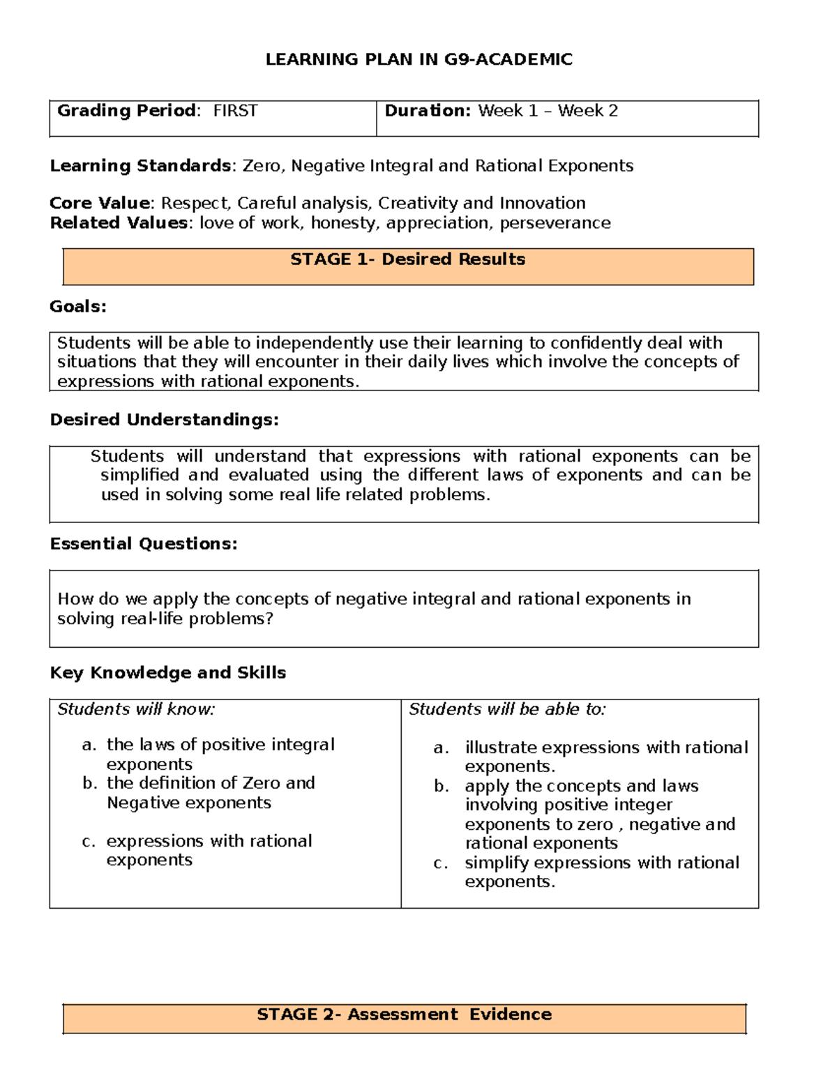1ST LP 1-2 - Learning Plan - LEARNING PLAN IN G9-ACADEMIC Grading ...