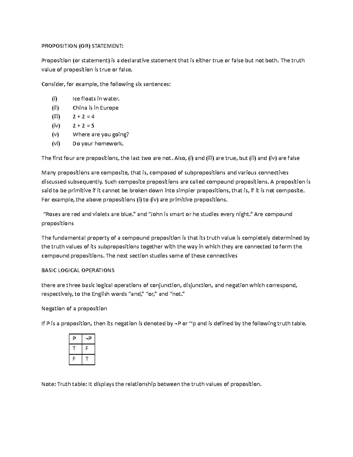 Proposition - PROPOSITION (OR) STATEMENT: Proposition (or statement) is ...