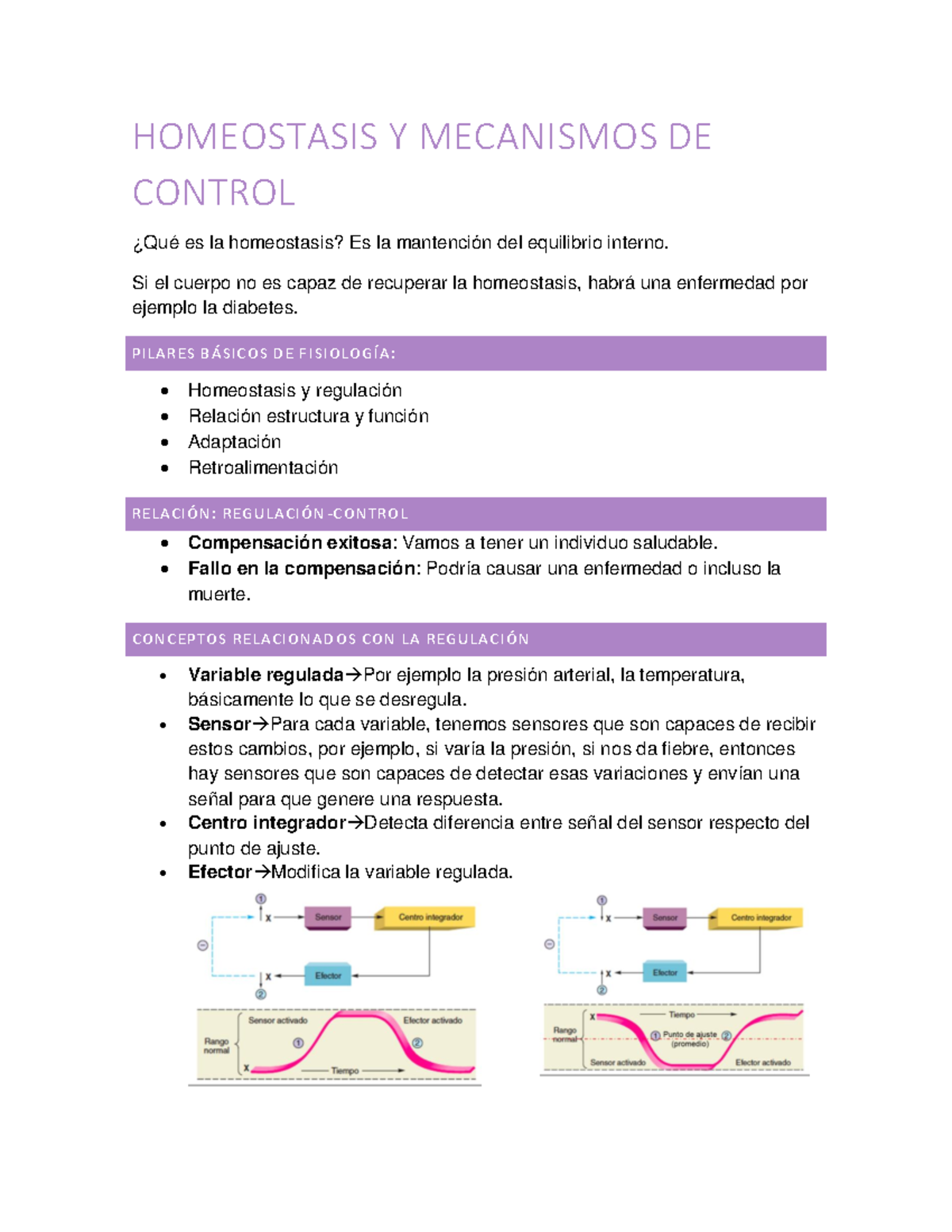 Unidad 1 Fisiología 2 - HOMEOSTASIS Y MECANISMOS DE CONTROL ¿Qué Es La ...