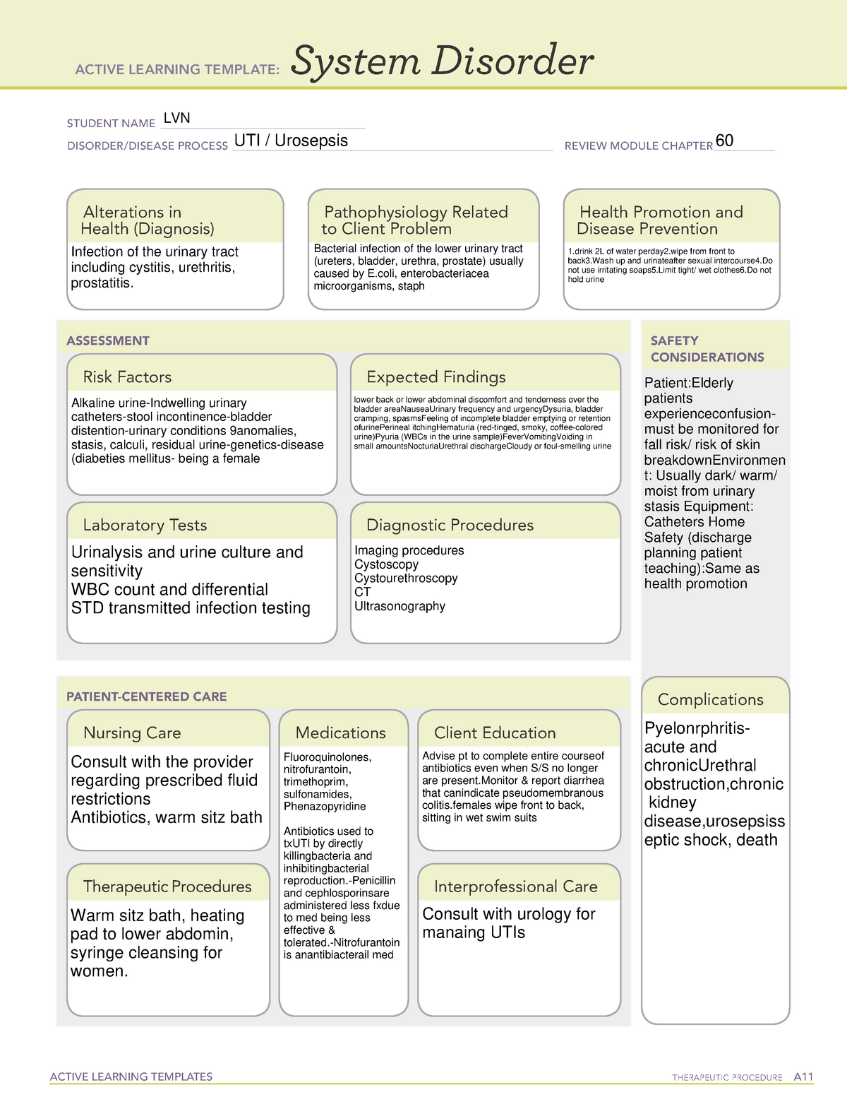 UTI template - ACTIVE LEARNING TEMPLATES THERAPEUTIC PROCEDURE A System ...