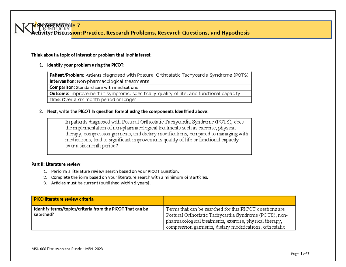 MSN 600 Module 7 inital post - Activity: Discussion: Practice, Research ...