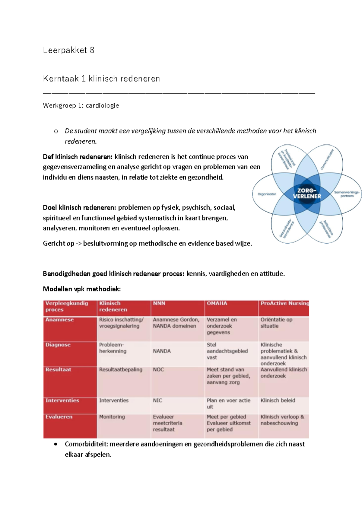 Leerpakket 8 Klinisch Redeneren - Leerpakket 8 Kerntaak 1 Klinisch ...