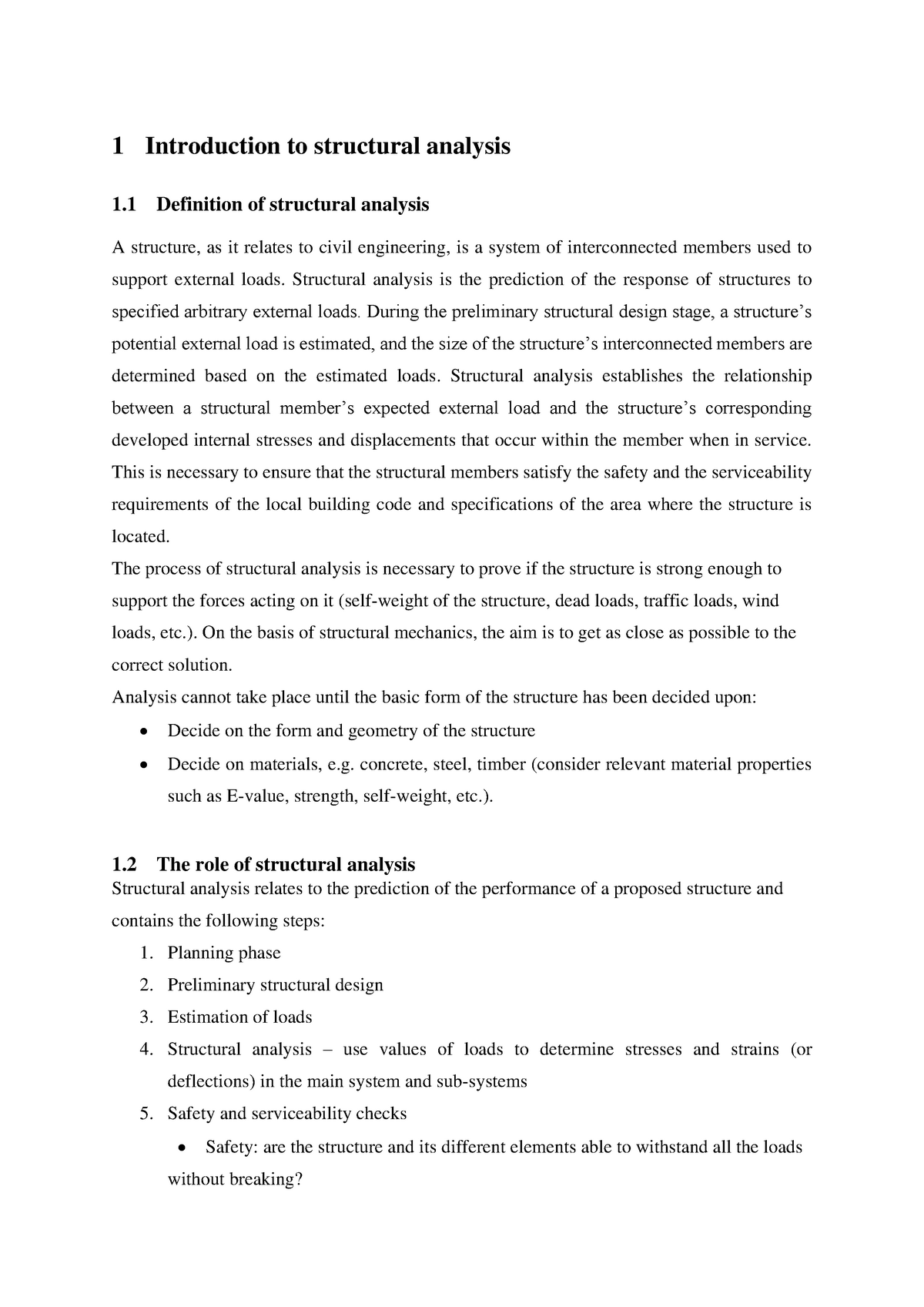 Chapter 1-Introduction to structural analysis - 1 Introduction to ...