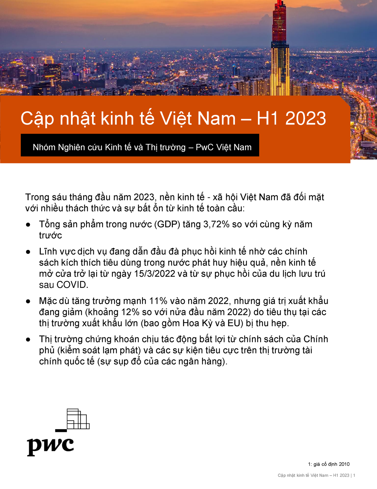 230811 Pwc Vietnam Quarterly Economic H12023 - Trong Sáu Tháng đầu Năm ...