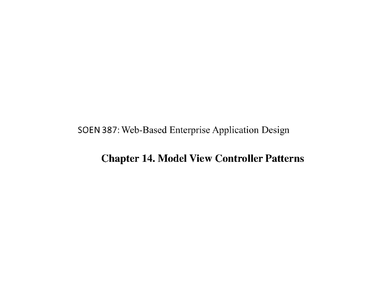 15. Model View Controller Pattern - Chapter 14. Model View Controller ...