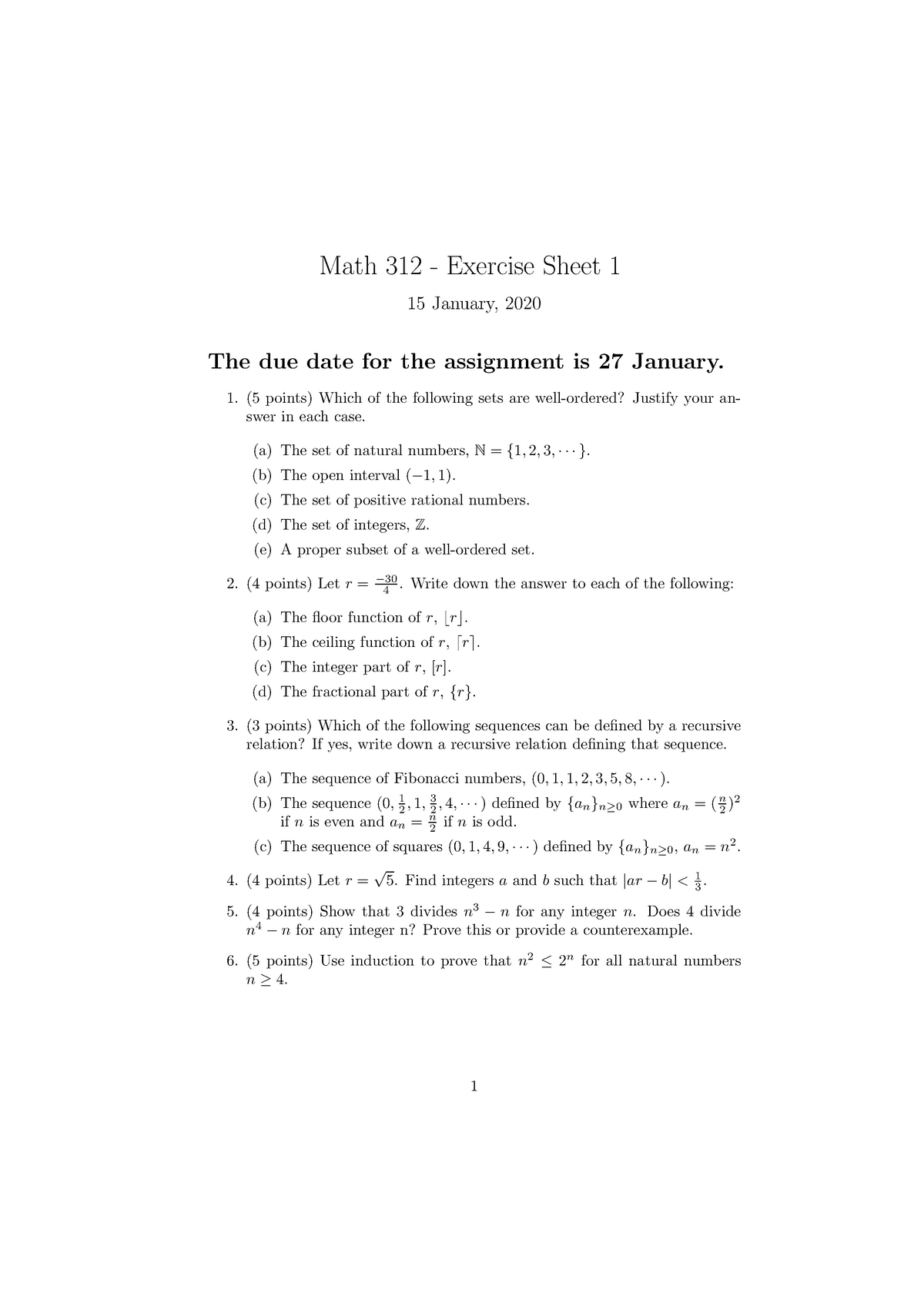 Math312ex1 Assignment 1 Ubc Studocu