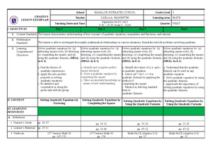 Math-9 Week-3 - lesson plan - GRADES 9 LESSON EXEMPLAR School MAVALOR ...